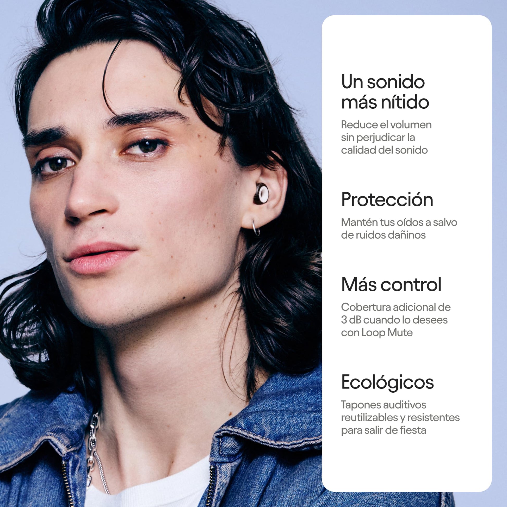 Loop Experience 2 Plus Tapones auditivos – Protección auditiva certificada para conciertos y festivales, eventos en vivo, deportes, DJ y vida nocturna – SNR 17 dB (alta fidelidad) + accesorio Mute