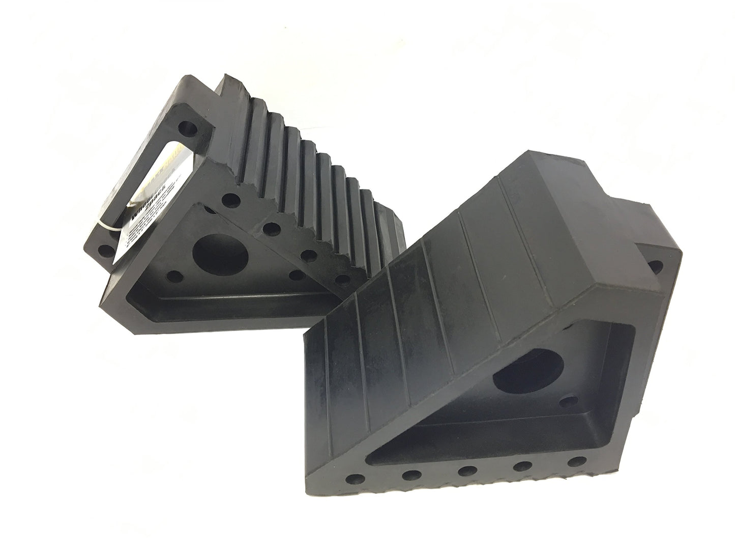 Calza de Rueda MaxxHaul Negra de Goma Maciza 8 x 4 x 6 Pulgadas 2 Unidades