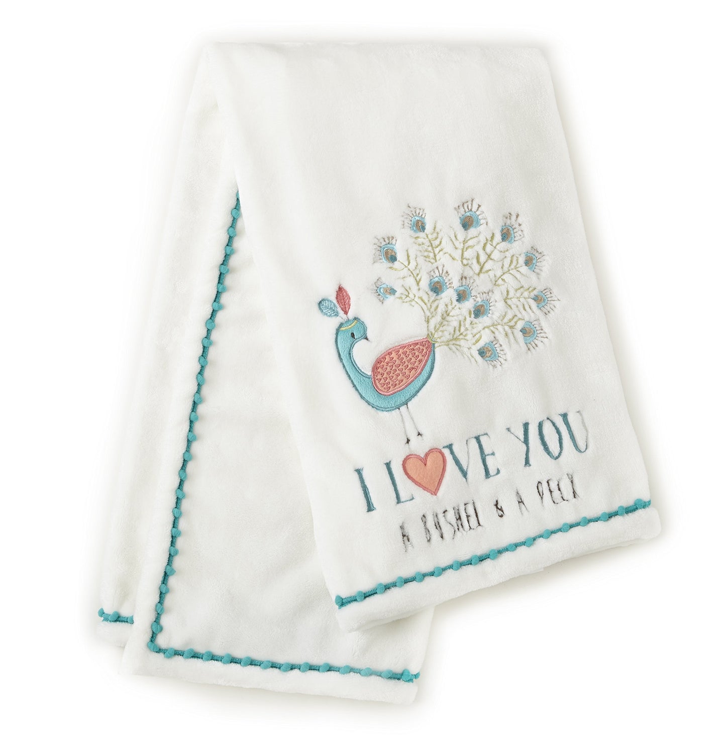 Levtex Baby - Manta de felpa Fiona - Pájaros bordados y flores en felpa rosa - rosa, verde azulado, blanco - Accesorios de guardería - Tamaño de la manta: 30 x 40 pulgadas