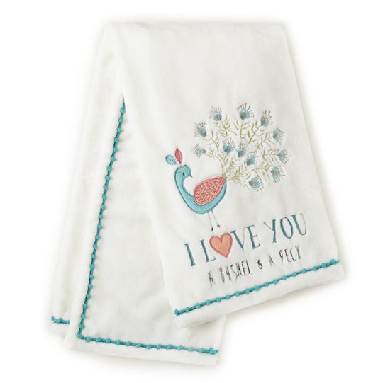Levtex Baby - Manta de felpa Fiona - Pájaros bordados y flores en felpa rosa - rosa, verde azulado, blanco - Accesorios de guardería - Tamaño de la manta: 30 x 40 pulgadas
