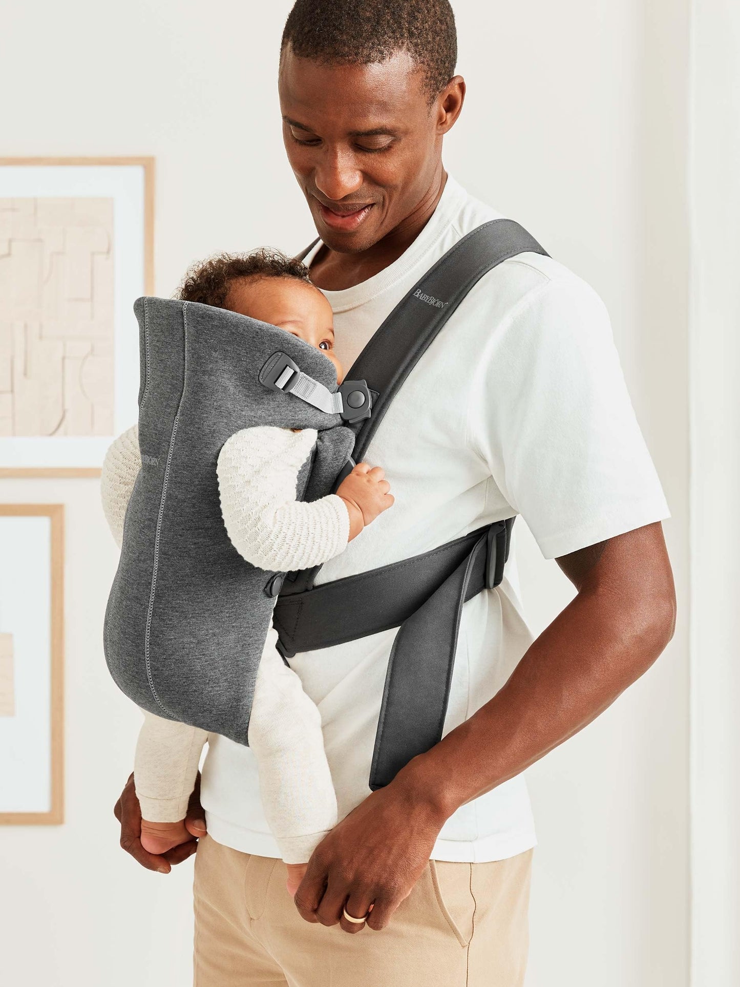 BABYBJORN - Portabebés pequeño, Jersey 3D, Gris oscuro