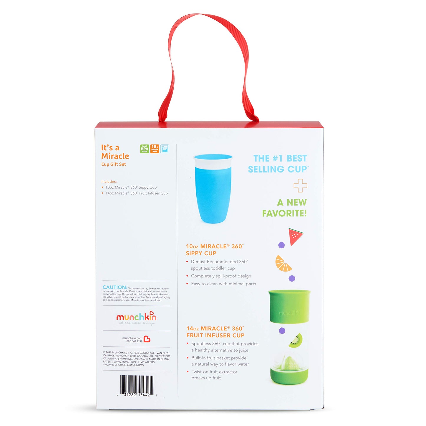 Munchkin It's a Miracle! Gift Set, Includes 10oz Miracle Cup and 14oz Miracle Fruit Infuser, Blue/Green