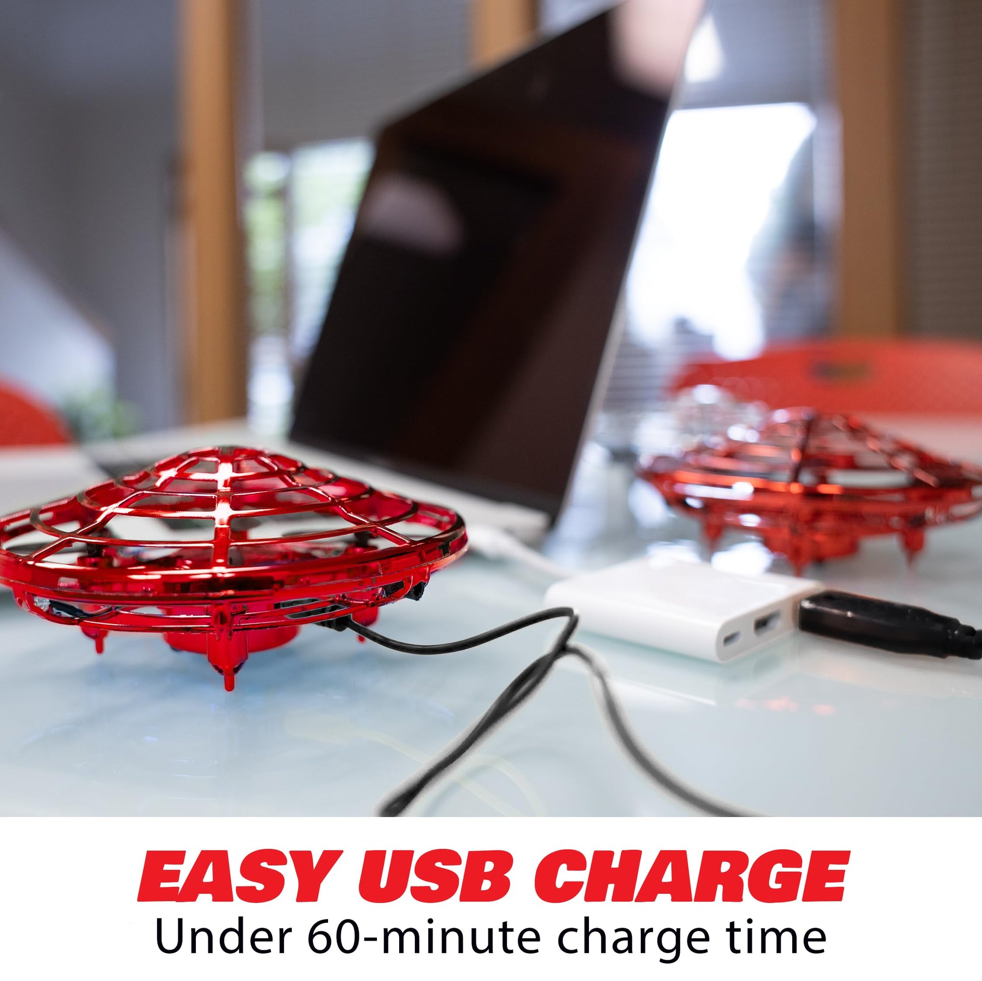Force1 Scoot - Dron manual para niños o adultos, mini dron con sensor de movimiento manos libres, fácil de interior, pequeño ovni juguete de bola voladora para niños y niñas (rojo)