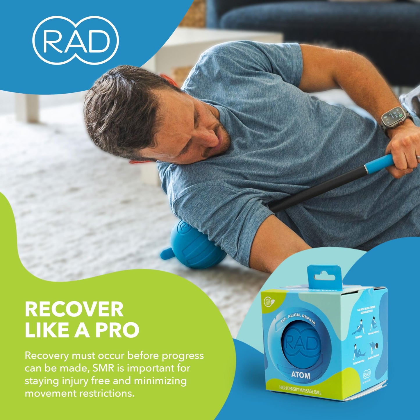 Pelota de Masaje RAD Atom Extra Firme para Recuperación y Movilidad