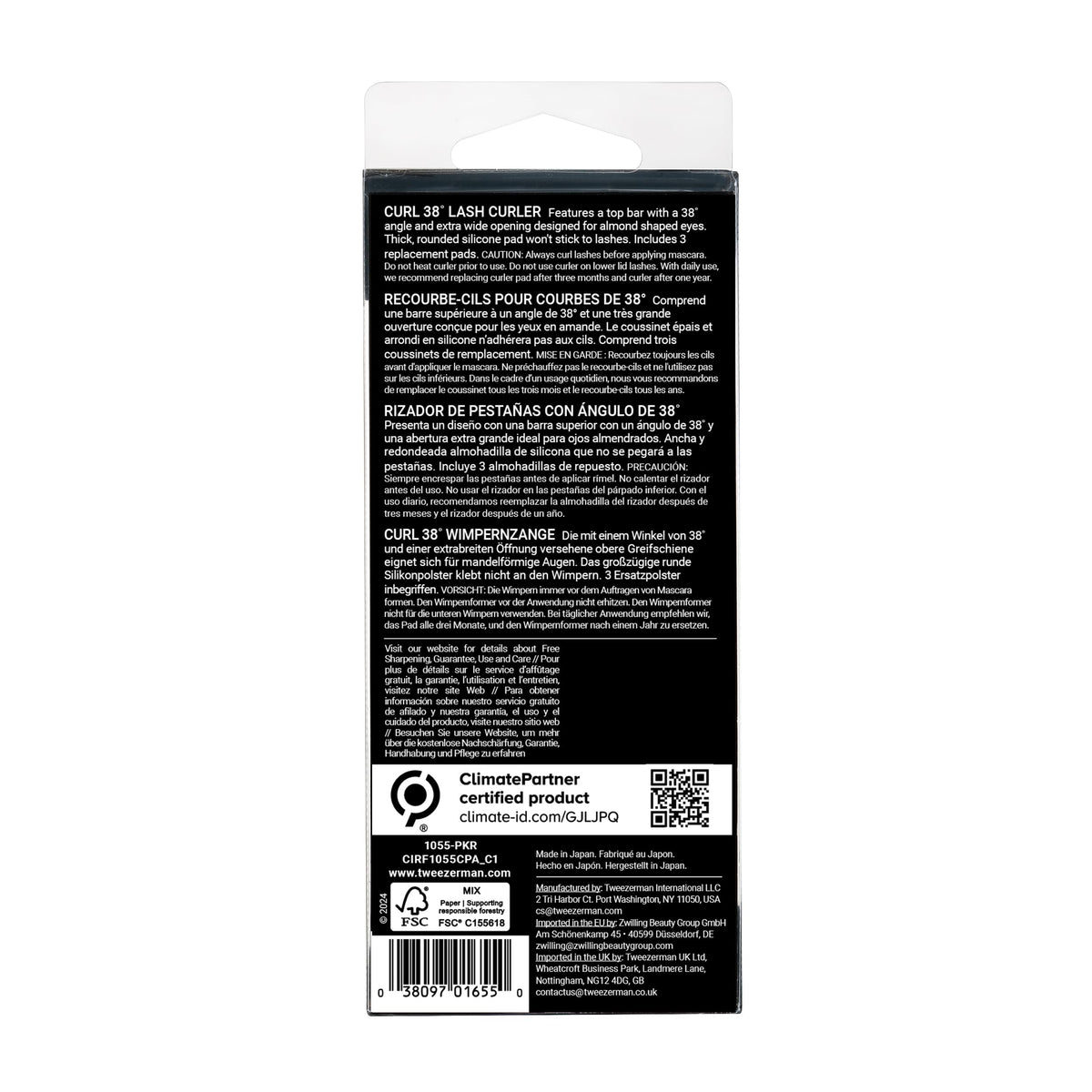Rizador de Pestañas Curl 38° Tweezerman Para Ojos en Forma de Almendra
