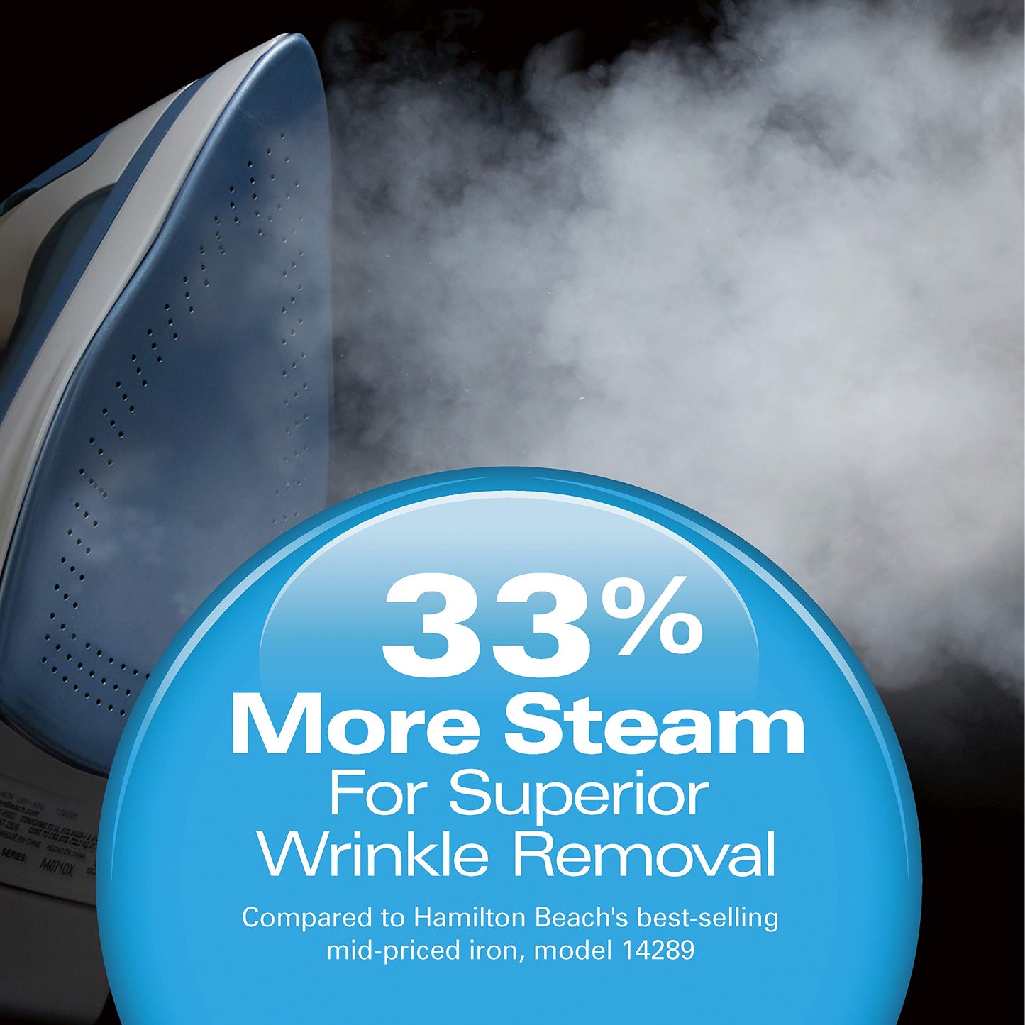 Hamilton Beach - Plancha de vapor y vapor vertical para ropa con suela resistente a los arañazos, ajustes de vapor ajustables + envoltura de cable de 8 pies, apagado automático de 3 vías, antigoteo,
