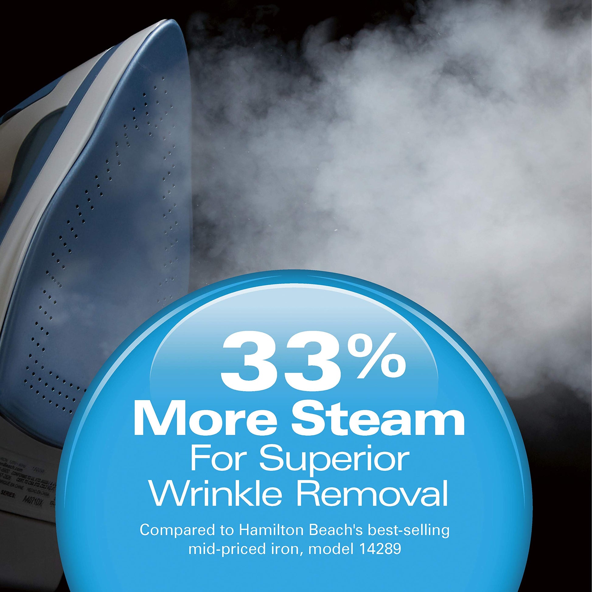 Hamilton Beach - Plancha de vapor y vapor vertical para ropa con suela resistente a los arañazos, ajustes de vapor ajustables + envoltura de cable de 8 pies, apagado automático de 3 vías, antigoteo,
