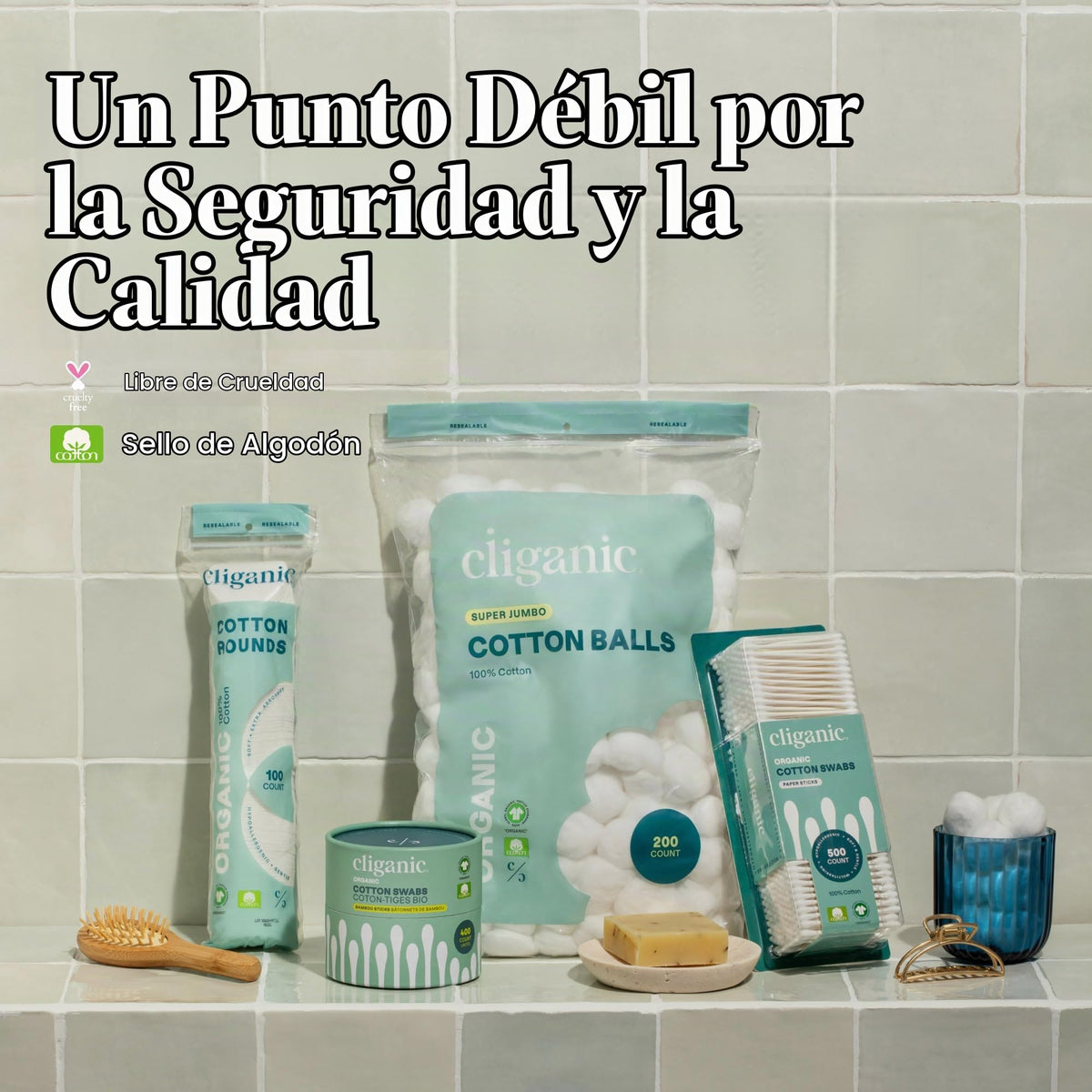 Discos de Algodón Cliganic Blanco Premium Hipoalergénico 100% Puro 300 Piezas