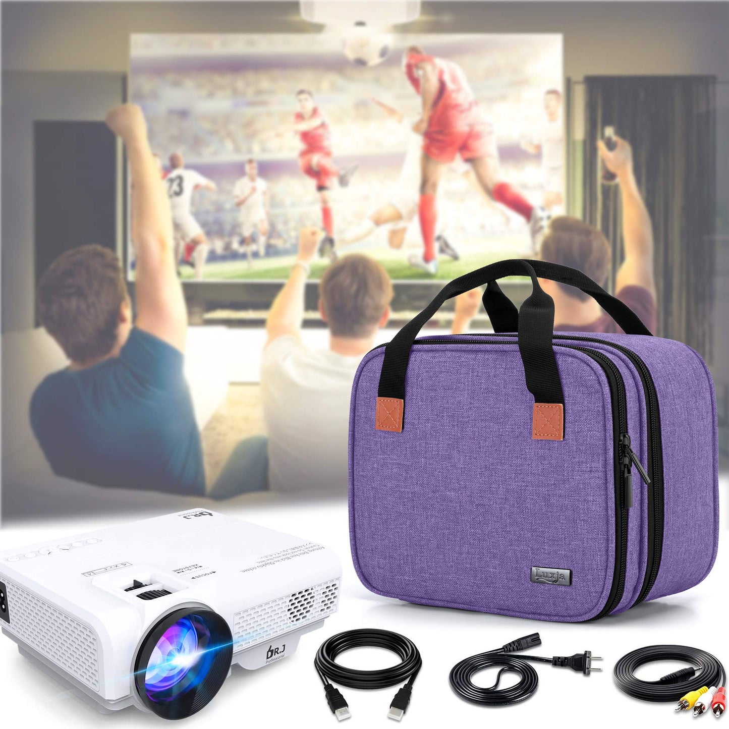 (Purple) - Luxja Carrying Bag for DR.J Mini Projector, Portable Case for Mini Projector and Accessories (Fits Most Major Mini Projectors), Purple