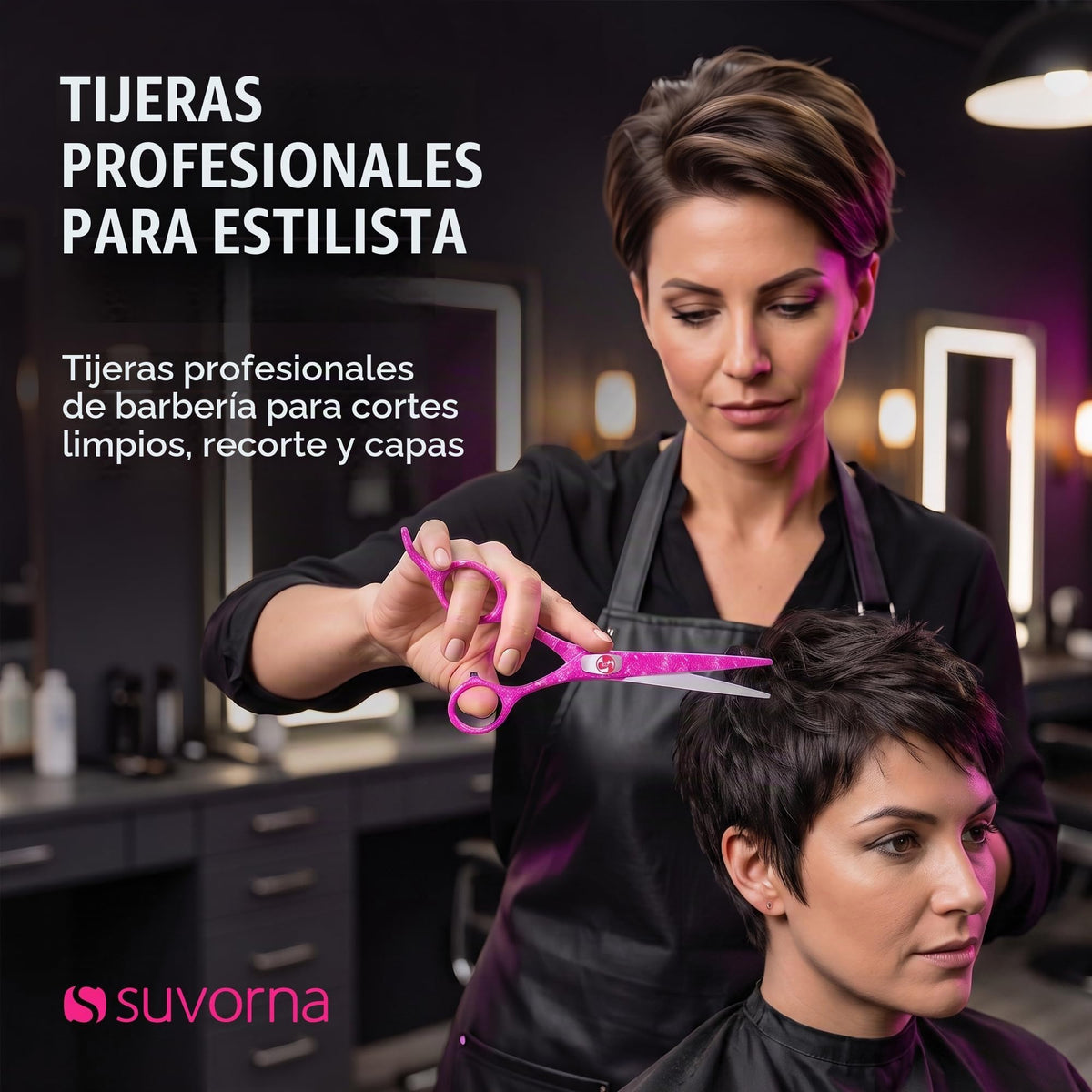 Tijeras de corte de pelo Suvorna profesionales con tijeras de adelgazamiento para corte de pelo | 2 tijeras de corte de pelo | Tijeras de pelo profesionales RightHand