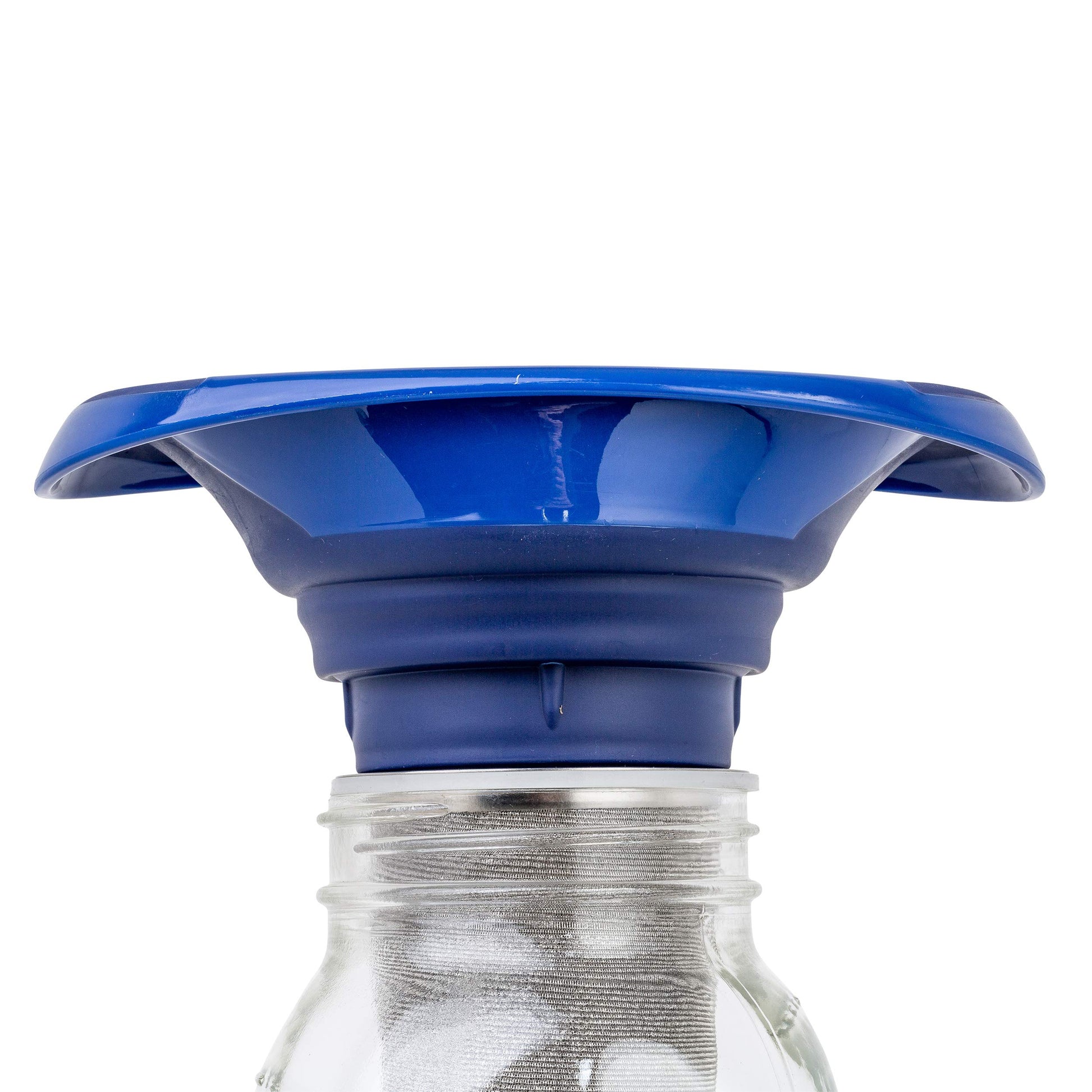 Embudo Plegable de Silicona Azul para Conservas de Boca Ancha y Tarros Regulares