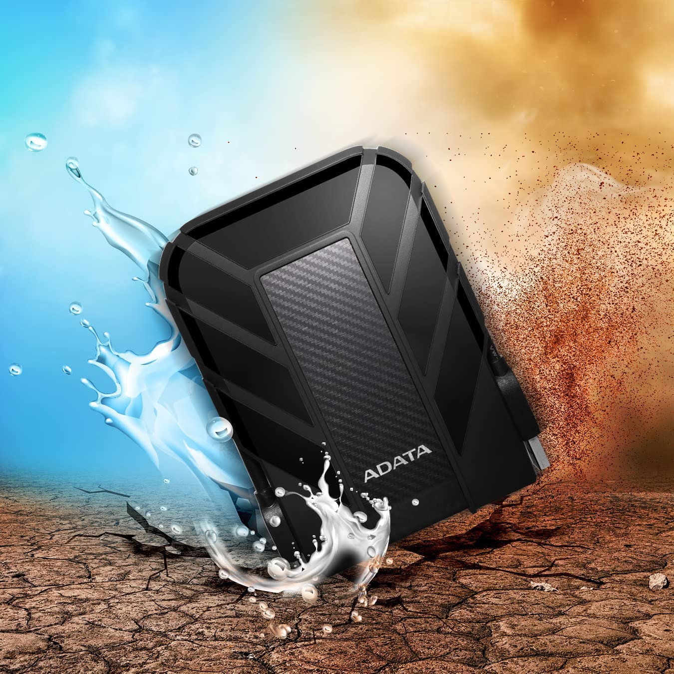 Disco Duro Externo ADATA Negro Resistente a Golpes Agua y Polvo 2 TB Grado Militar