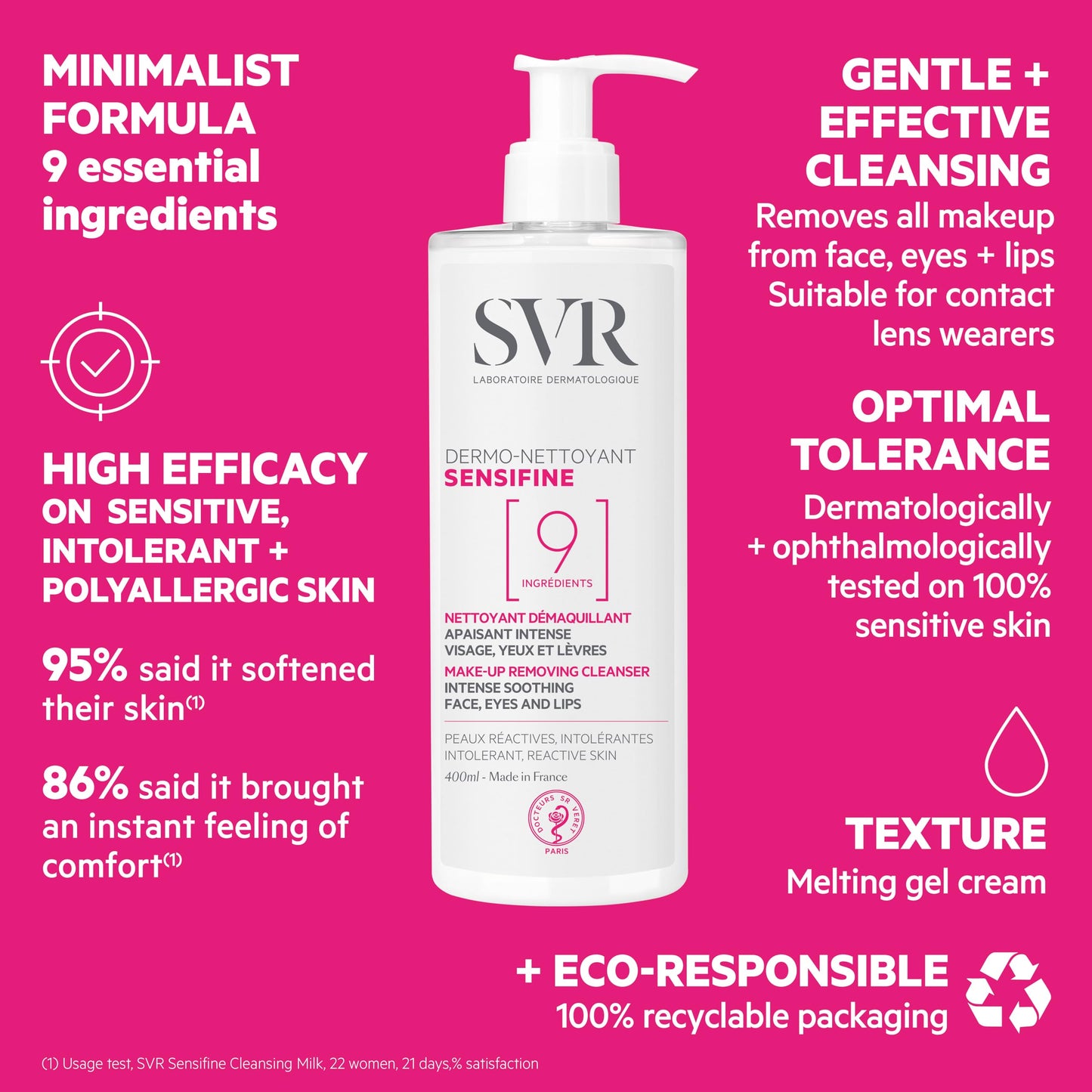 SVR Sensifine Dermolimpiador Facial para Piel Sensible con Niacinamida, 400 ml