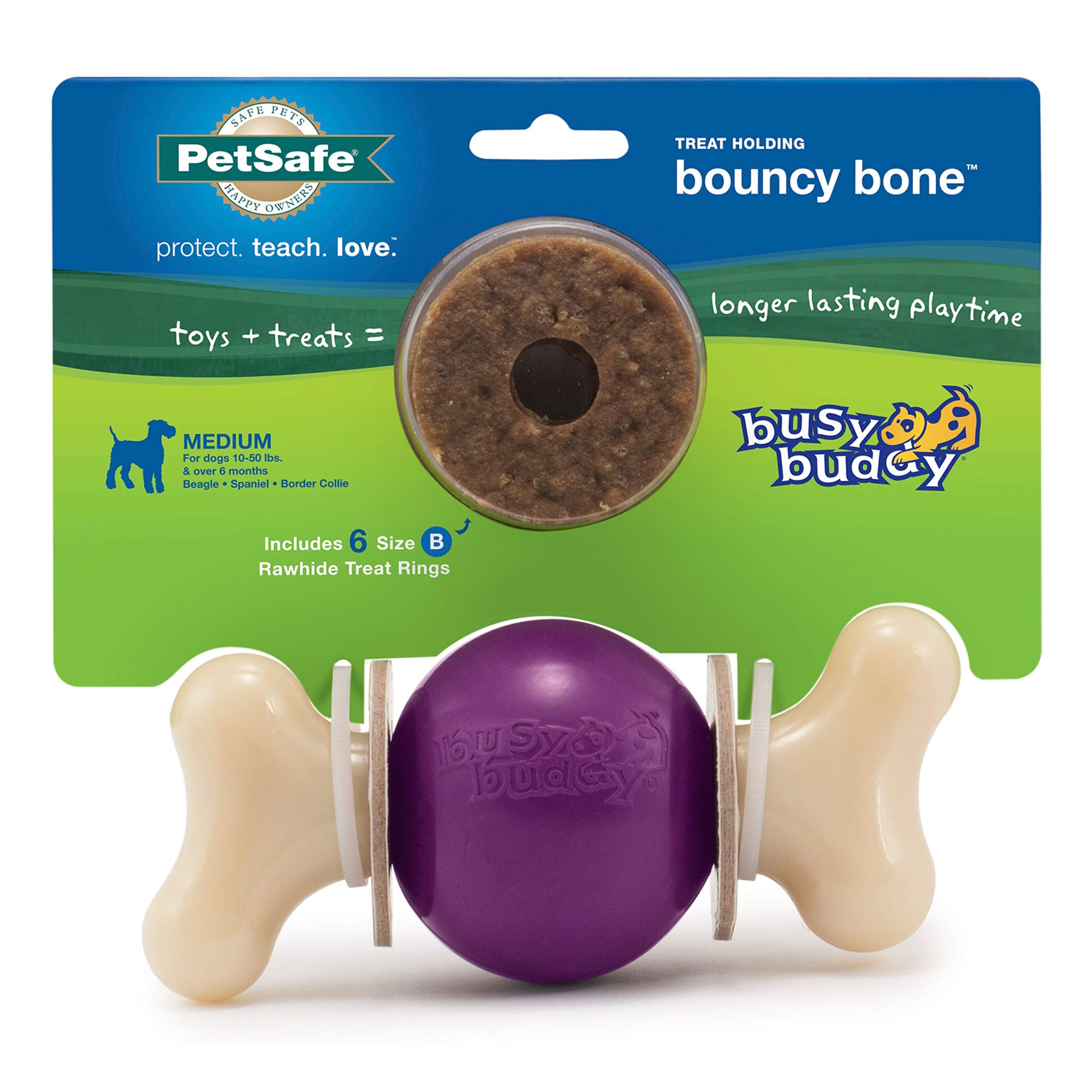 Juguete para Perros PetSafe Busy Buddy Bouncy Bone Mediano Ideal para Perros de 10 a 50 Libras