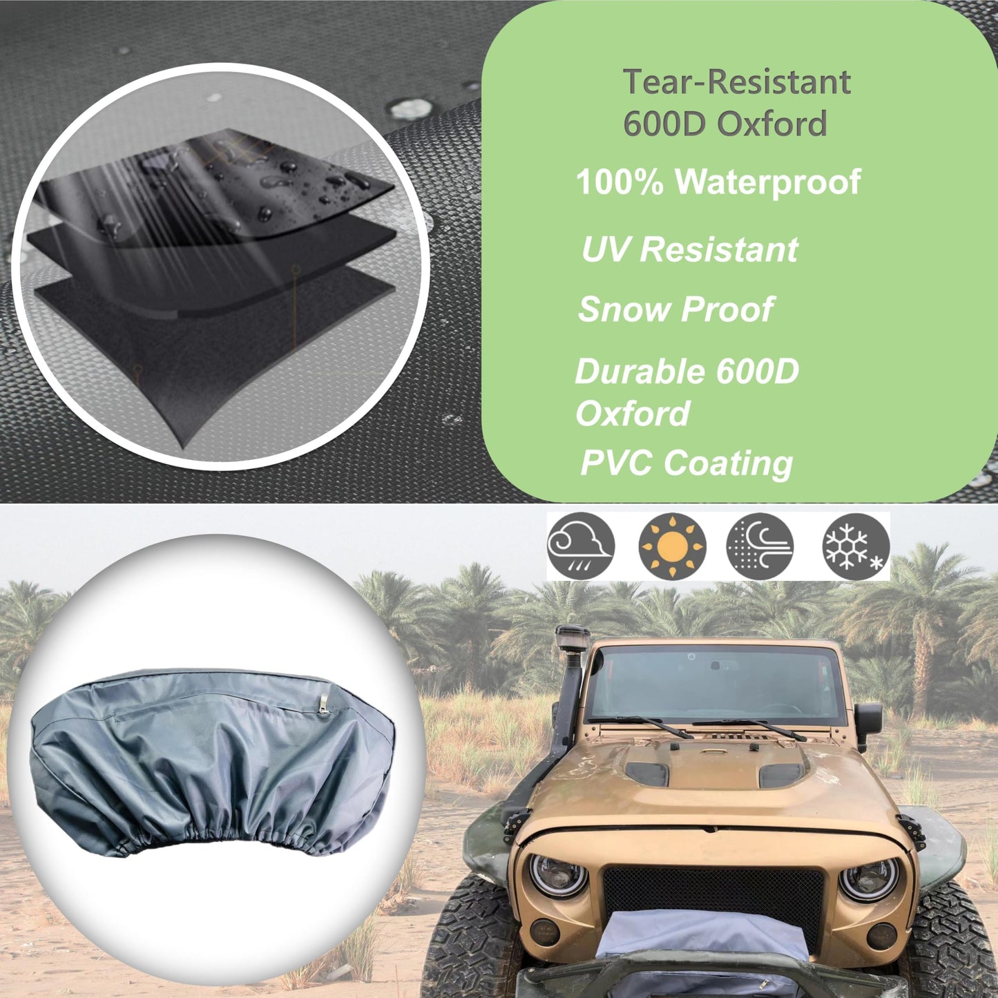 Cubierta para cabrestante, tela Oxford 600D resistente al agua, protector de cabrestante a prueba de polvo, ideal para cabrestantes eléctricos 8500-1650 libras Tamaño (21.6 x 9.5 x 7.5 pulgadas), gris