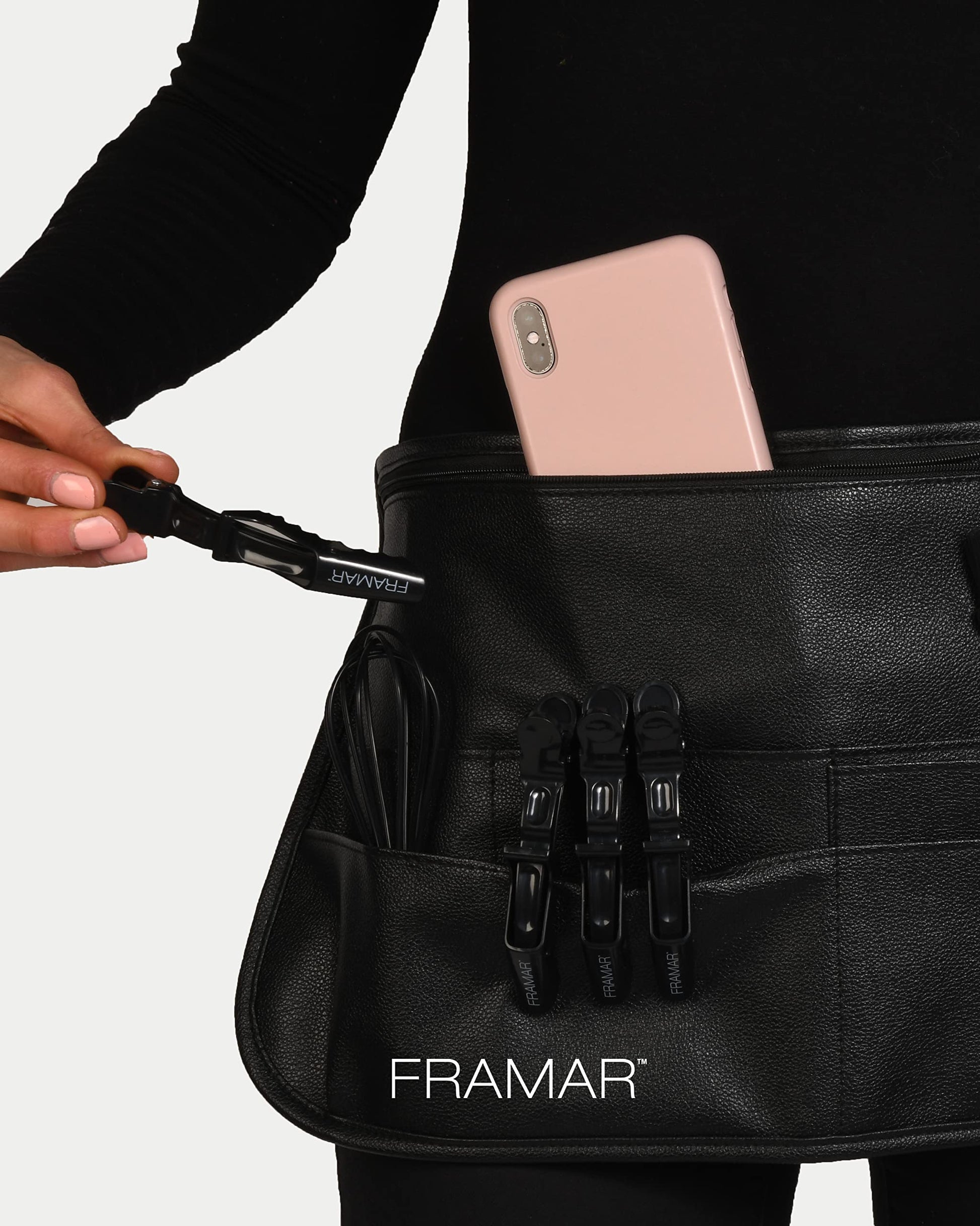FRAMAR - Cinturón hipster para peluquería, cinturón de peluquero, delantales de salón para peluquero, funda para estilista, cinturón de maquillaje profesional, cintura de maquillaje, bolsa de tijeras, cinturón de maquillaje