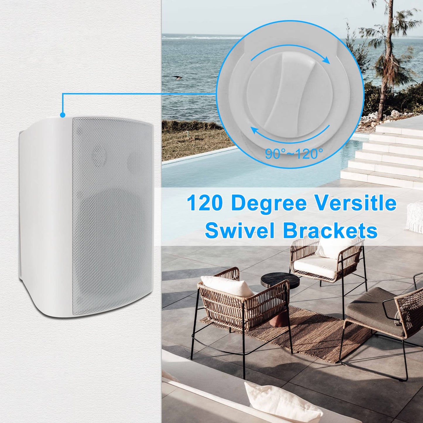 Herdio Bocinas para Exterior,5.25 Pulgadas, 600W Altavoces para Exteriores, Resistente al Agua, Adecuado para el hogar, Patio, Terraza,Patio Trasero (4 Altavoces,Blanco)