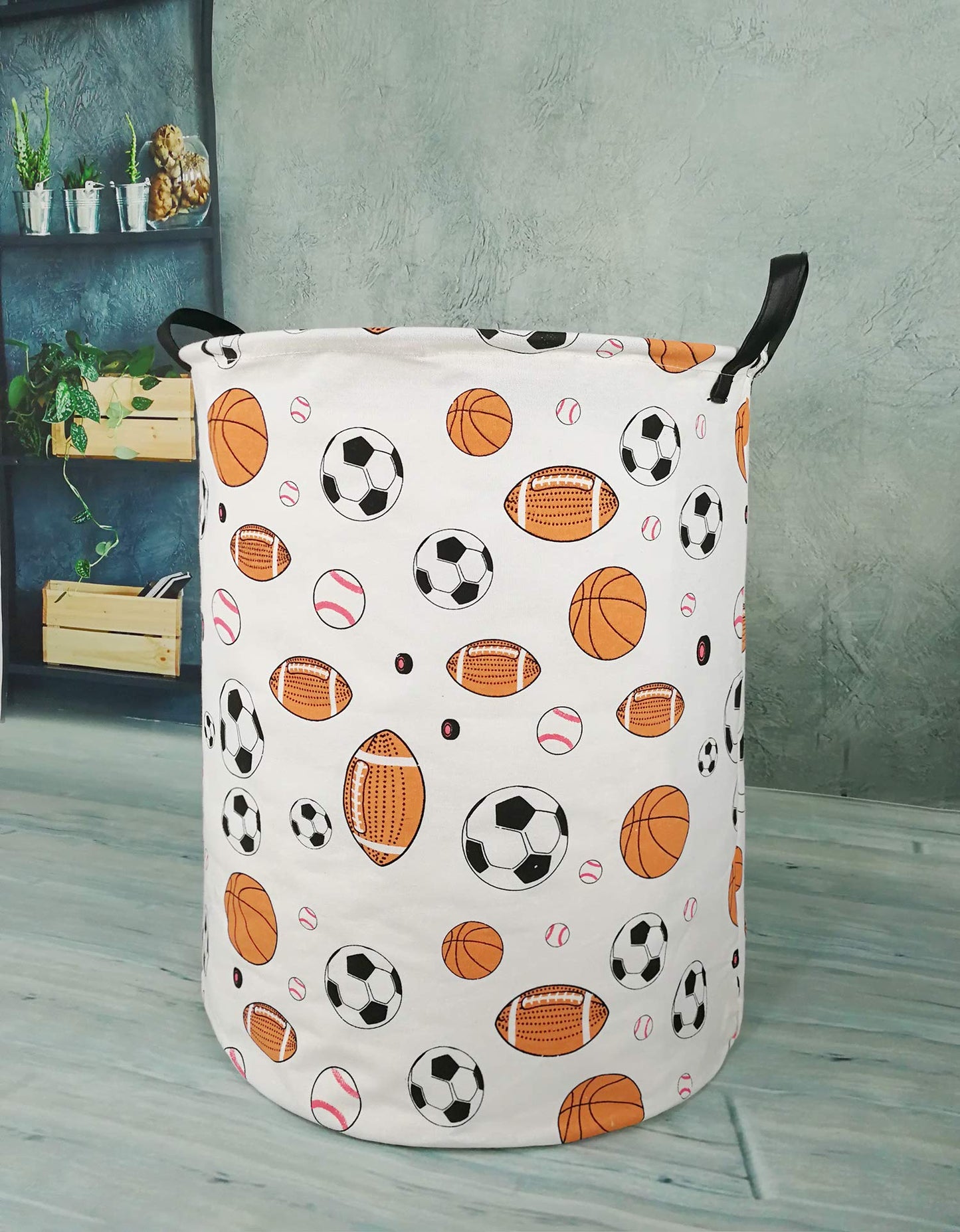 KUNRO - Cesta de almacenamiento redonda de gran tamaño, con revestimiento impermeable, organizadora, para guardería, ropa y juguetes