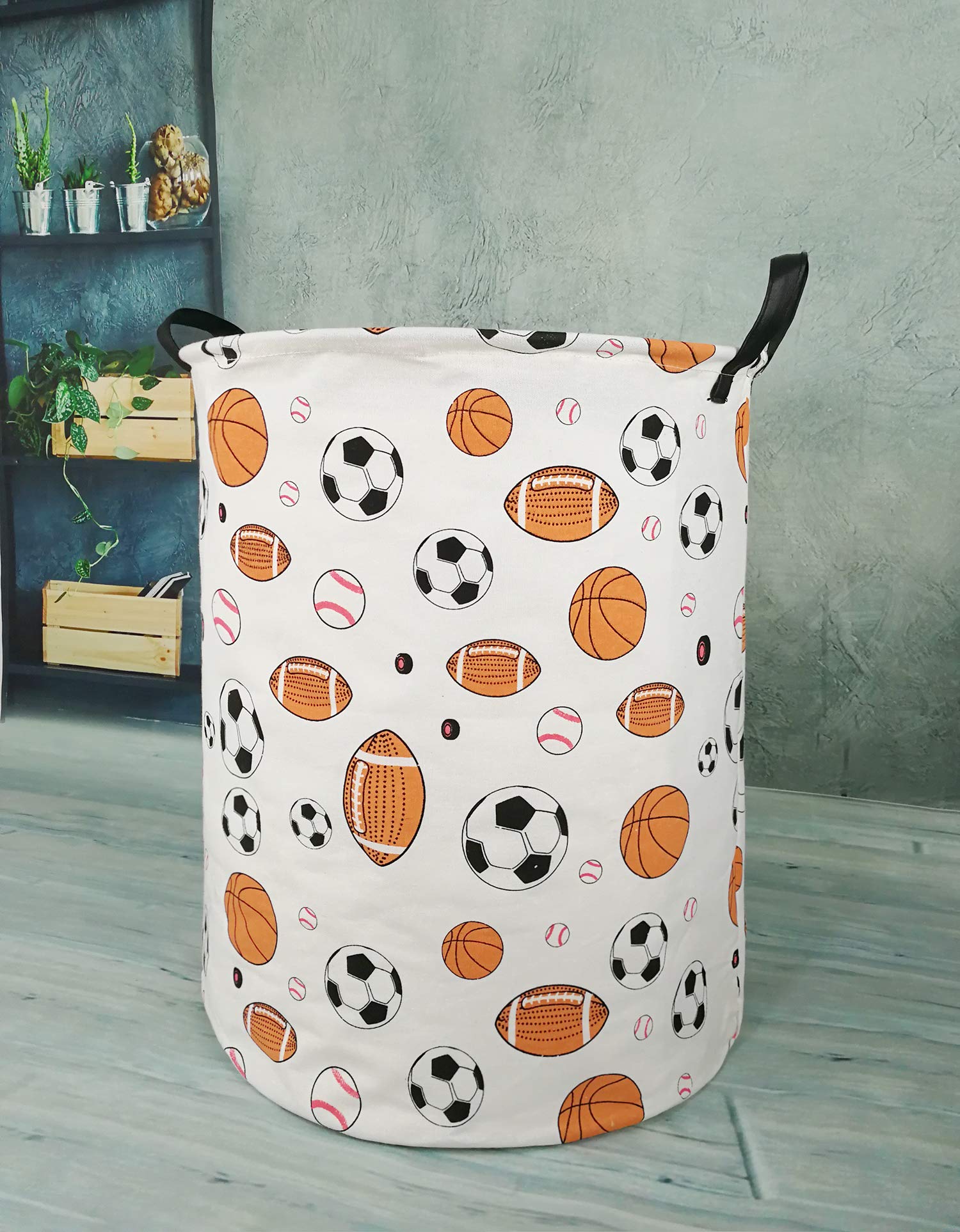 KUNRO - Cesta de almacenamiento redonda de gran tamaño, con revestimiento impermeable, organizadora, para guardería, ropa y juguetes