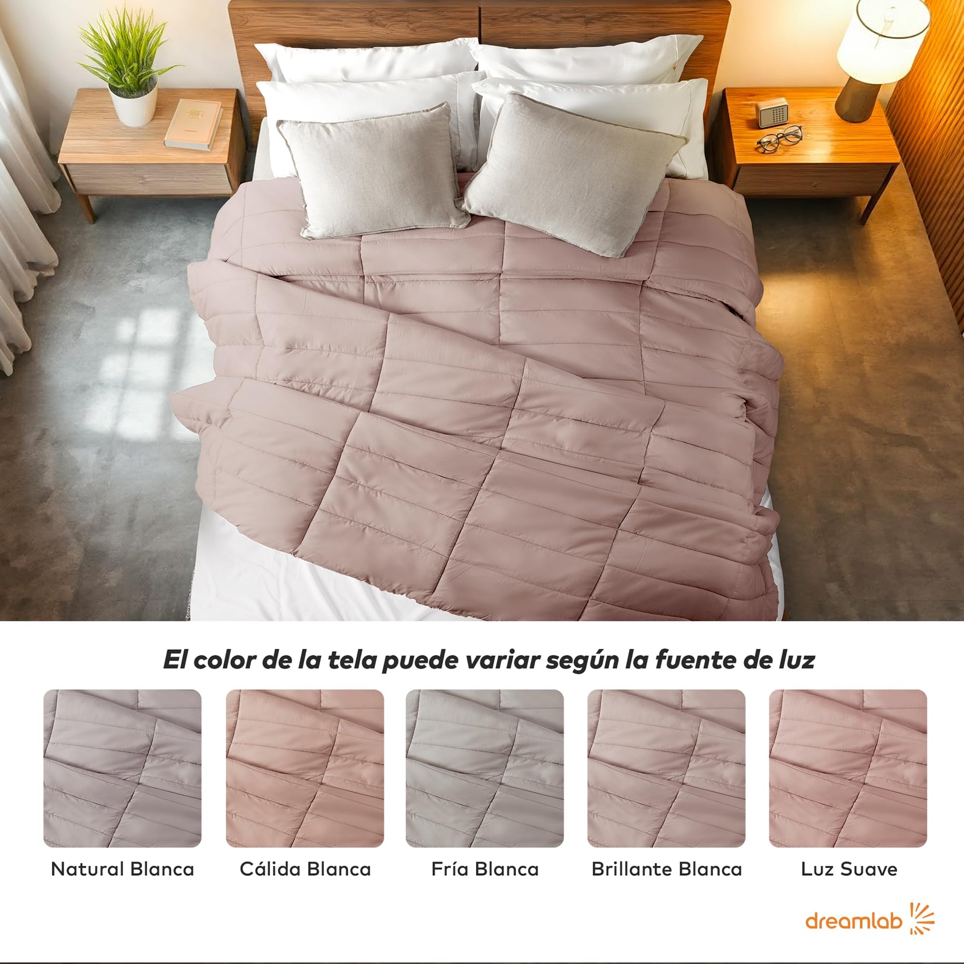 Edredón Acolchado Dreamlab Rosa Palo Hipoalergénico para Toda Estación Individual