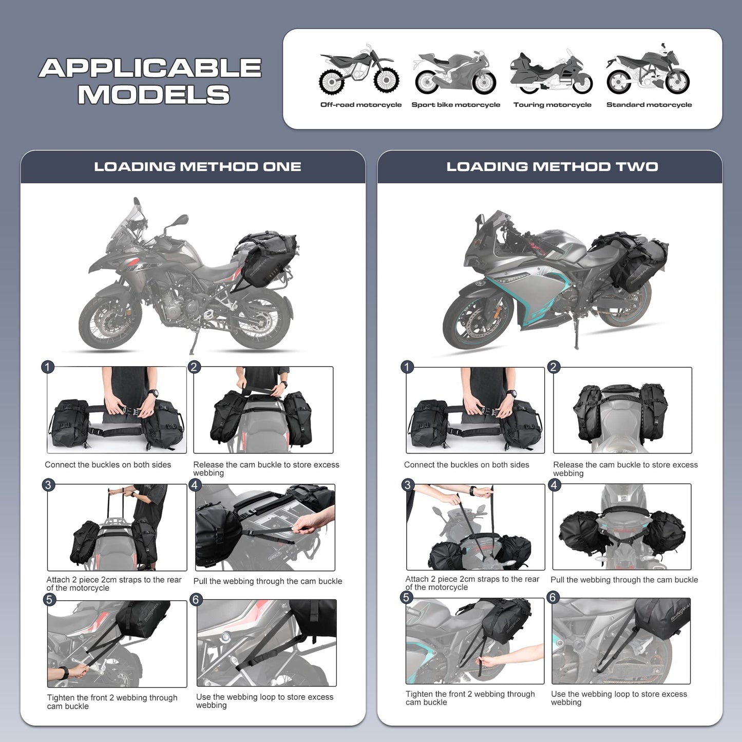 Alforjas Laterales Rhinowalk Naranja Impermeables 28 Litros para Motocicleta