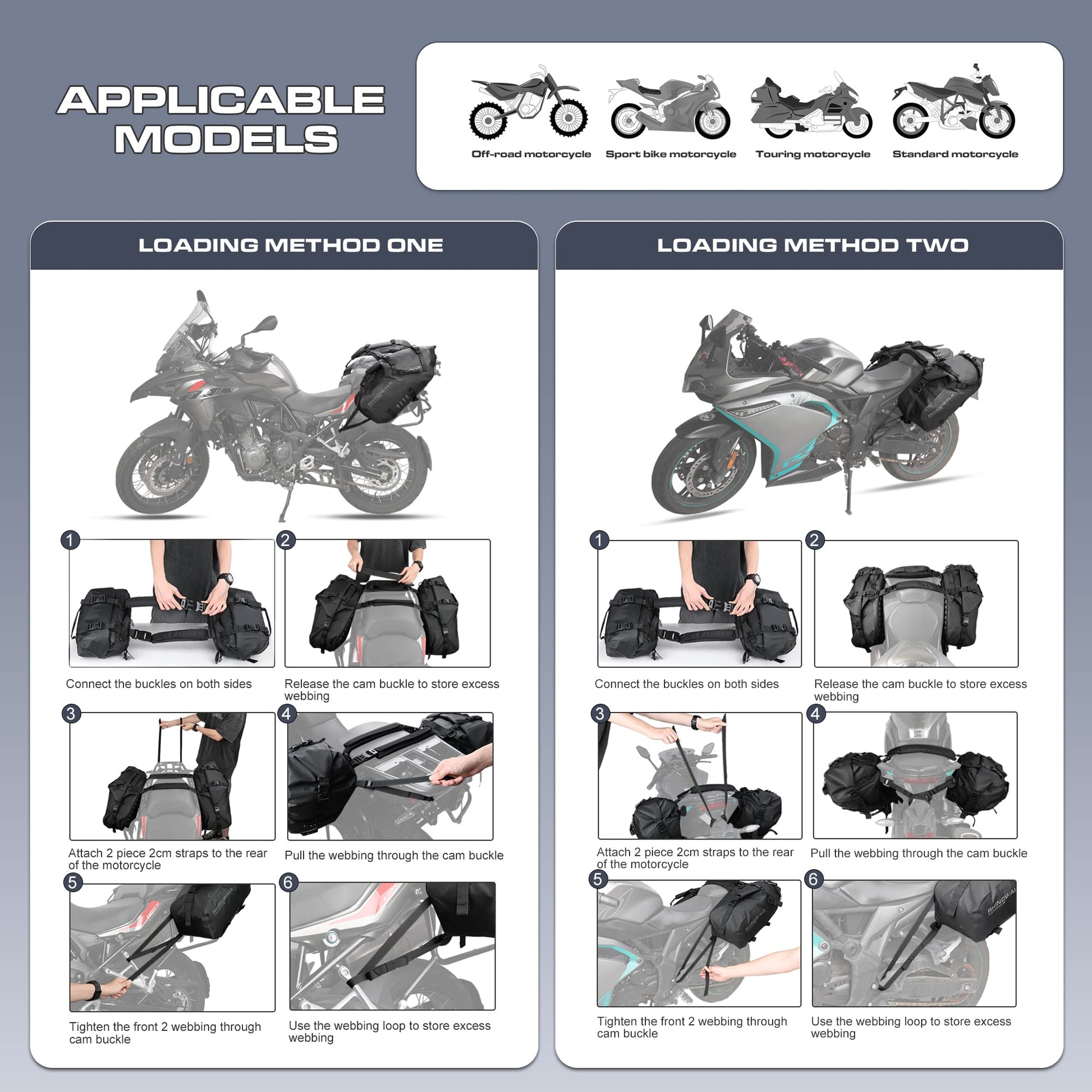 Alforjas Laterales Rhinowalk Naranja Impermeables 28 Litros para Motocicleta
