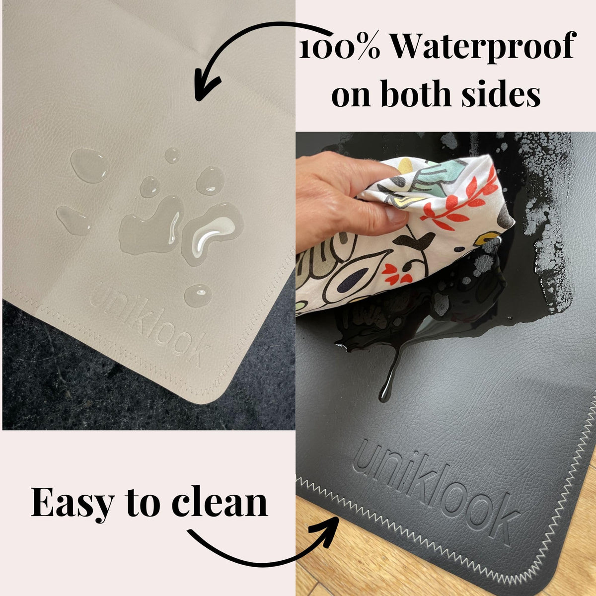 Uniklook - Cambiador de piel vegana para bebé bebé, impermeable, pañales, alfombrilla de colocación para mascotas o computadora, viaje portátil (16 x 30 pulgadas, marfil + terracota)