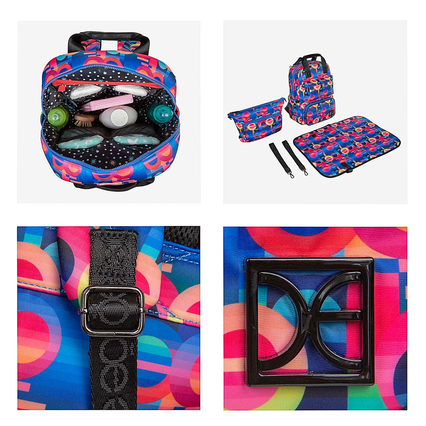 Cloe - Pañalera Grande Nylon con Accesorios para Mujer