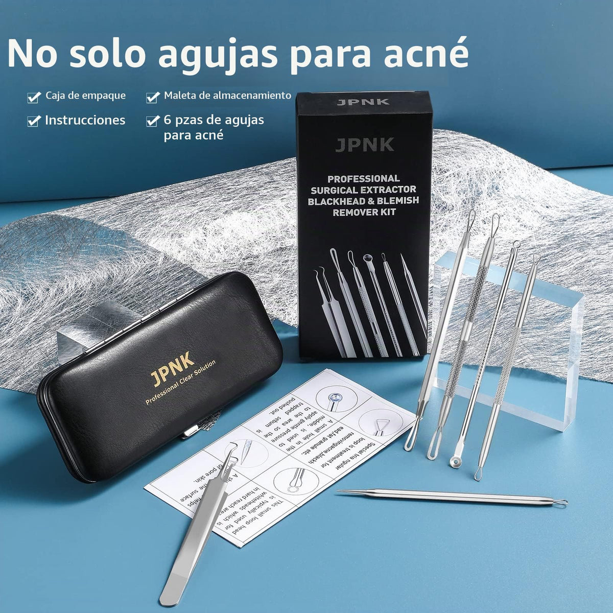 JPNK Blackhead Remover Tools 6 PCS with a Leather bag