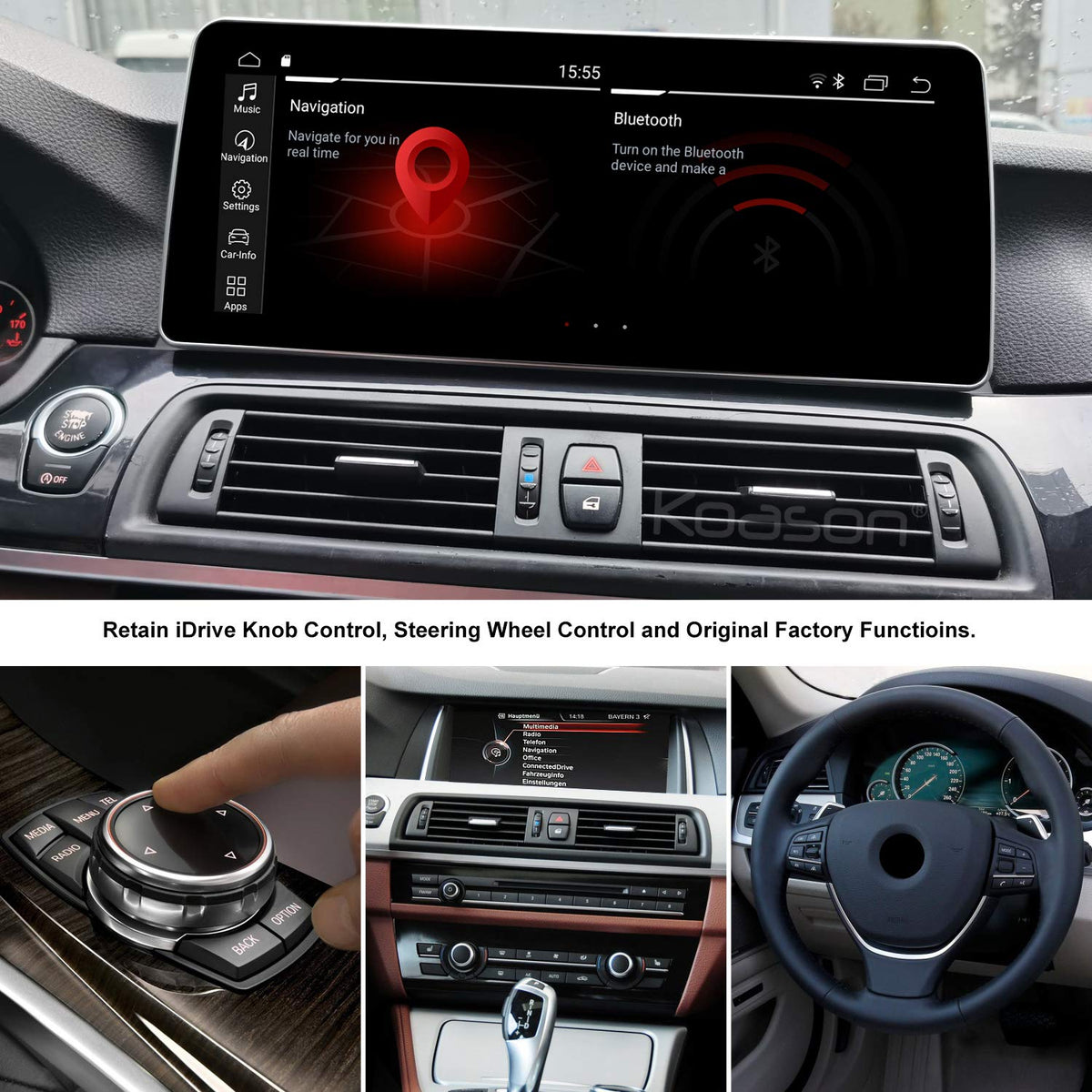 Reproductor Multimedia Android HD 12.3 Pulgadas Koason para BMW Serie 5 F10 F11 M5 2013-2016 NBT