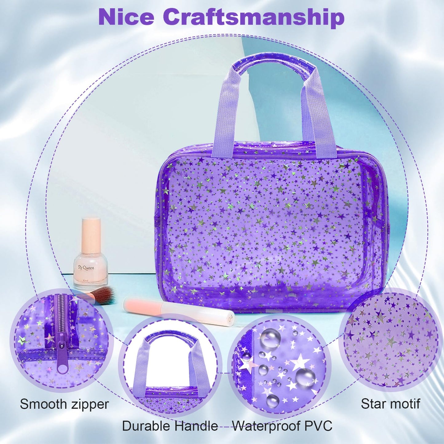 Bolsa de maquillaje transparente con inicial personalizada, bolsa de cosméticos rosa, bolsa de aseo de viaje, bonita bolsa de maquillaje transparente, bolsa organizadora para novia, maestro, regalos