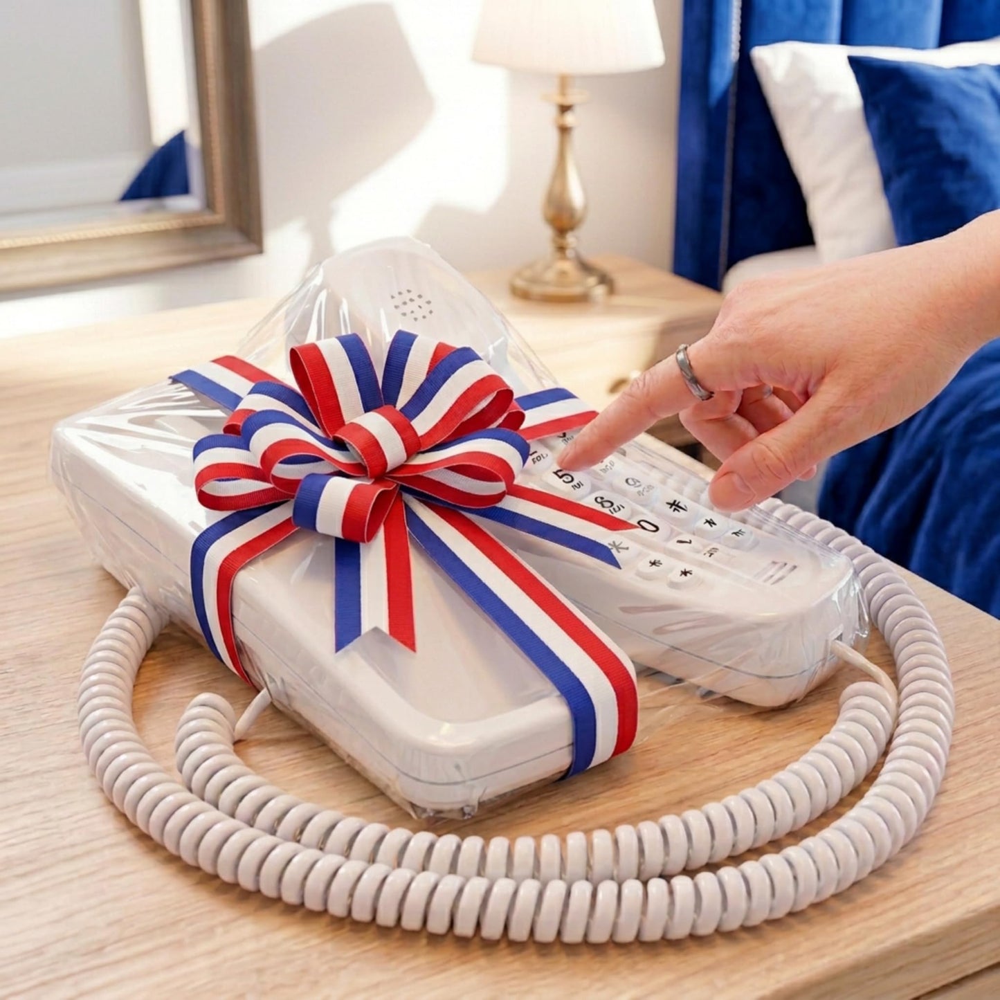 Teléfono Trimline - Choctaw blanco - Diseño de rosas duradera de teléfono - Una mejorada versión de la princesa en 1965 teléfonos - Réplica de estilo Retro con botones grandes teléfonos para personas mayores - 30 da y garantía de devolución - 3 años de ga