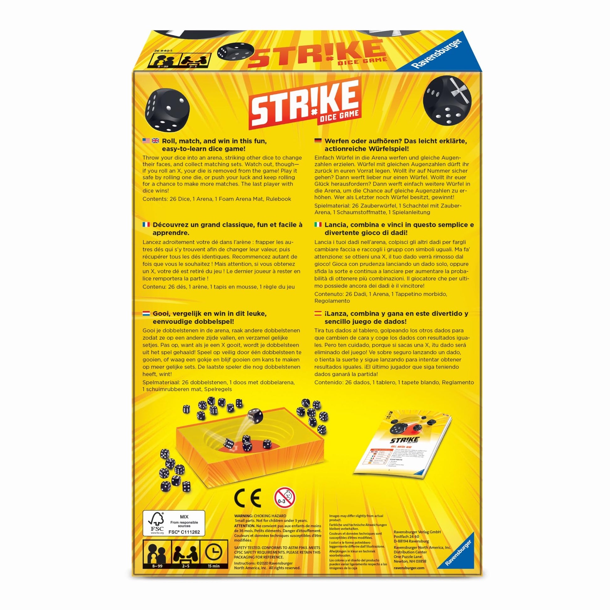 Juego de Dados Ravensburger Strike Mejora la Memoria para Niños y Adultos