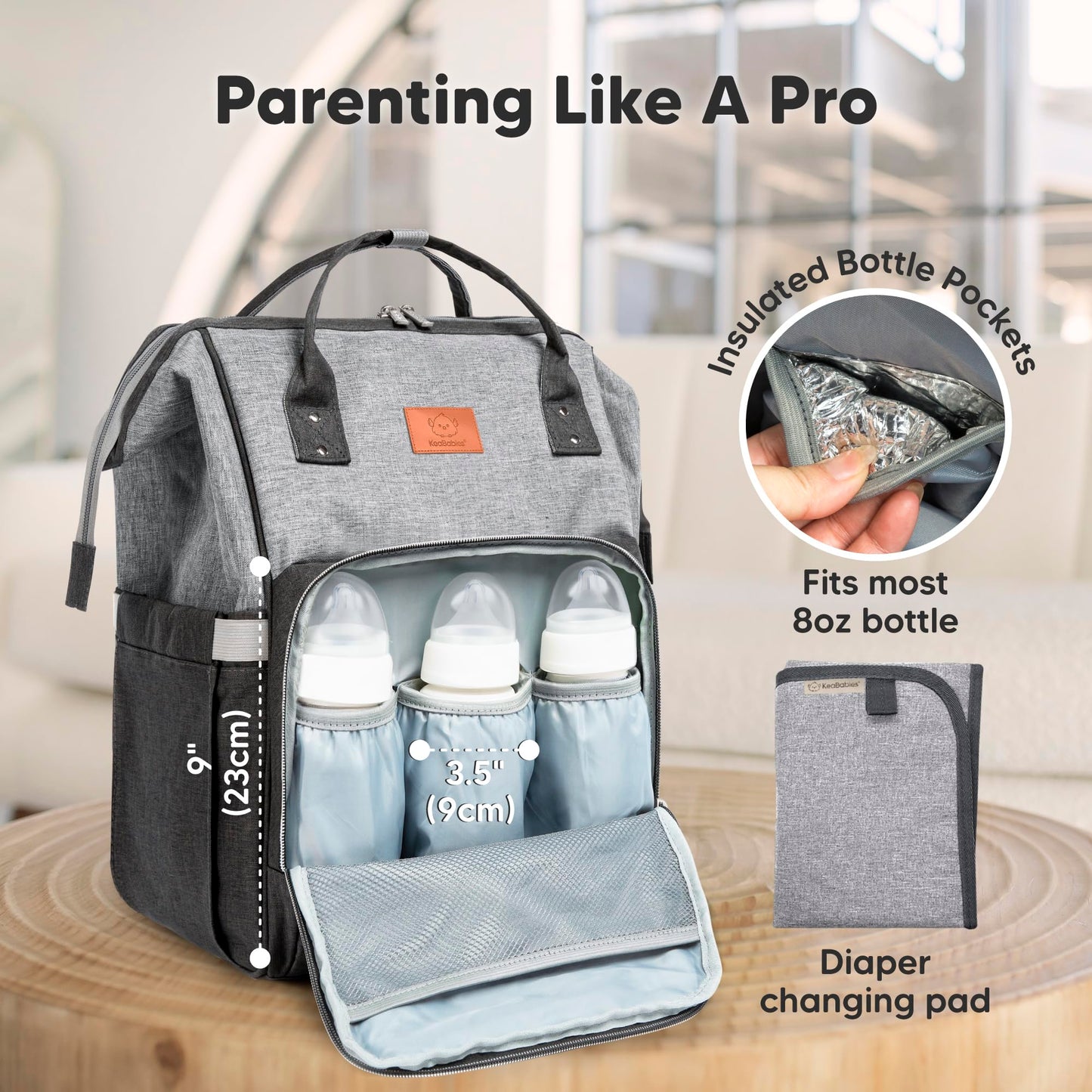 Mochila para pañales - bolsa de viaje para bebés impermeable y multifunción para mamá,papá, hombres y mujeres - Bolsas de maternidad grandes para pañales - Duradera y elegante (Pink Gray)