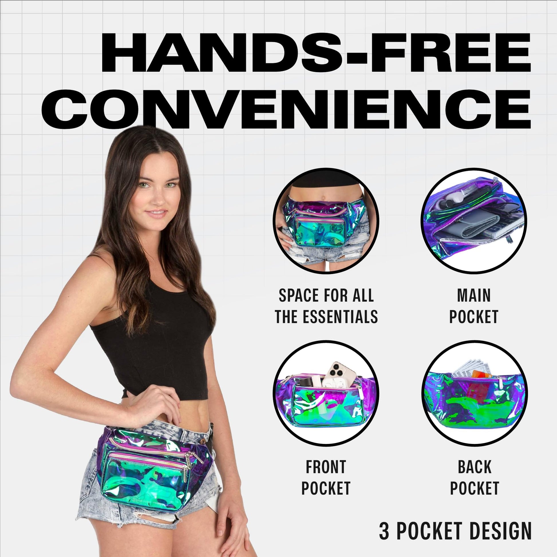 Riñonera Impermeable Transparente Morado Manos Libres para Hombre o Mujer
