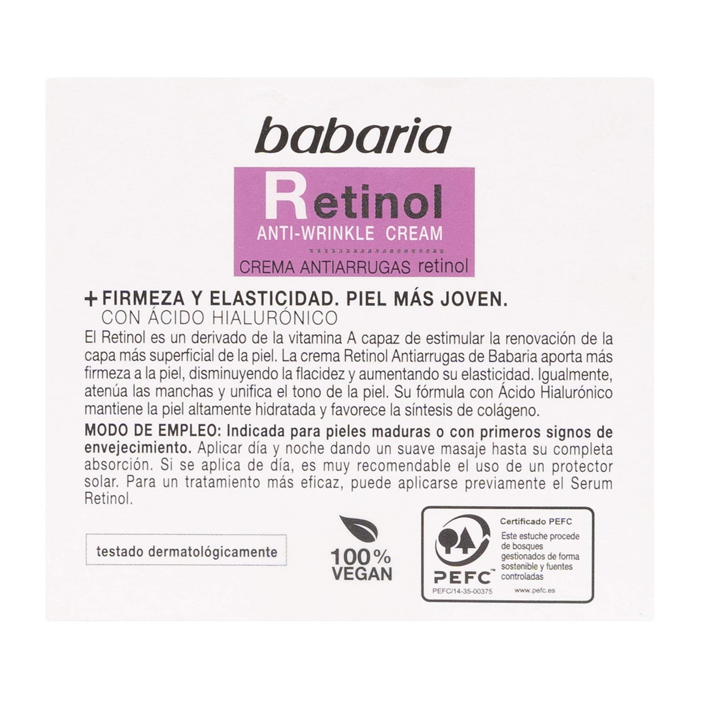 Crema Facial Antiarrugas Retinol Babaria, 50ml. Piel mas joven.