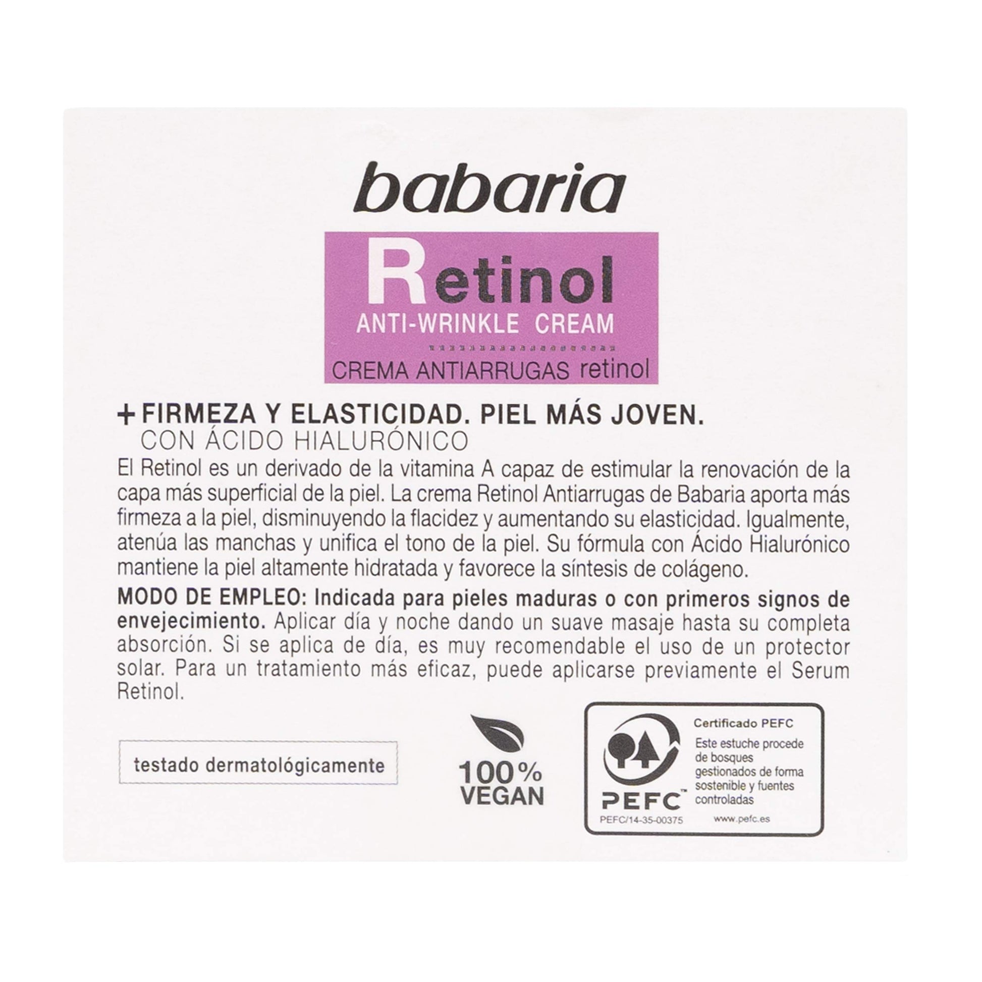 Crema Facial Antiarrugas Retinol Babaria, 50ml. Piel mas joven.