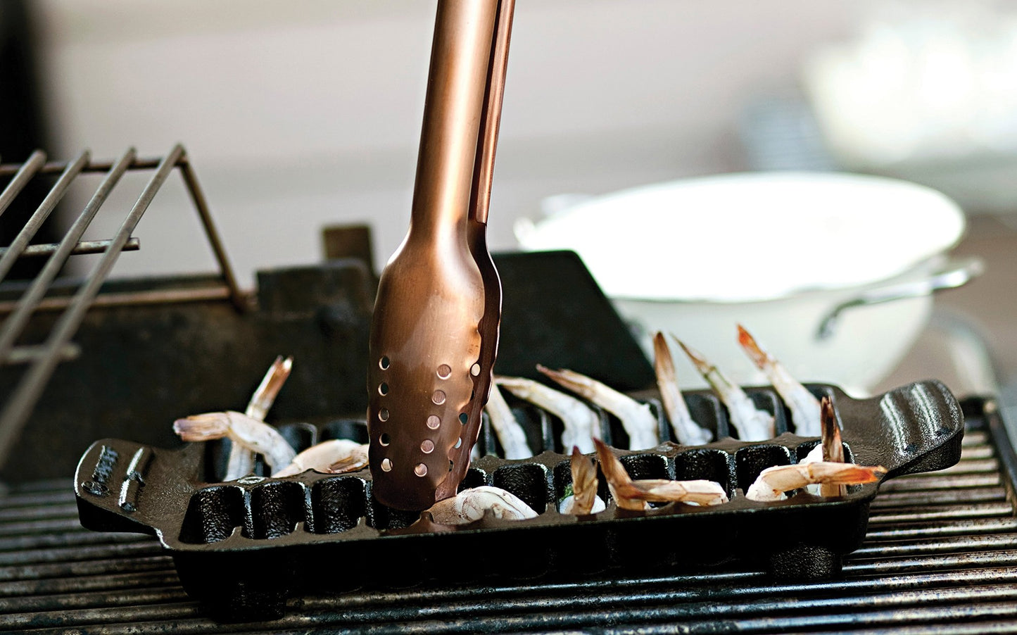 Parrilla y Bandeja para Servir Camarones Outset Negro Hierro Fundido