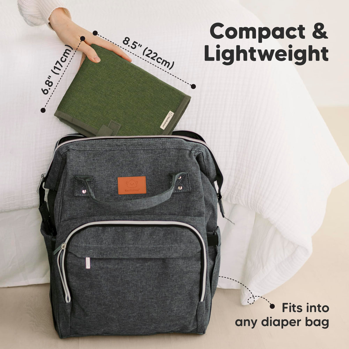 Cambiador portátil de pañales – cambiador plegable impermeable para bebé – cambiador de pañales de viaje – cambiador ligero para bebé – cambiador de bebé – lavable a máquina (verde oliva)