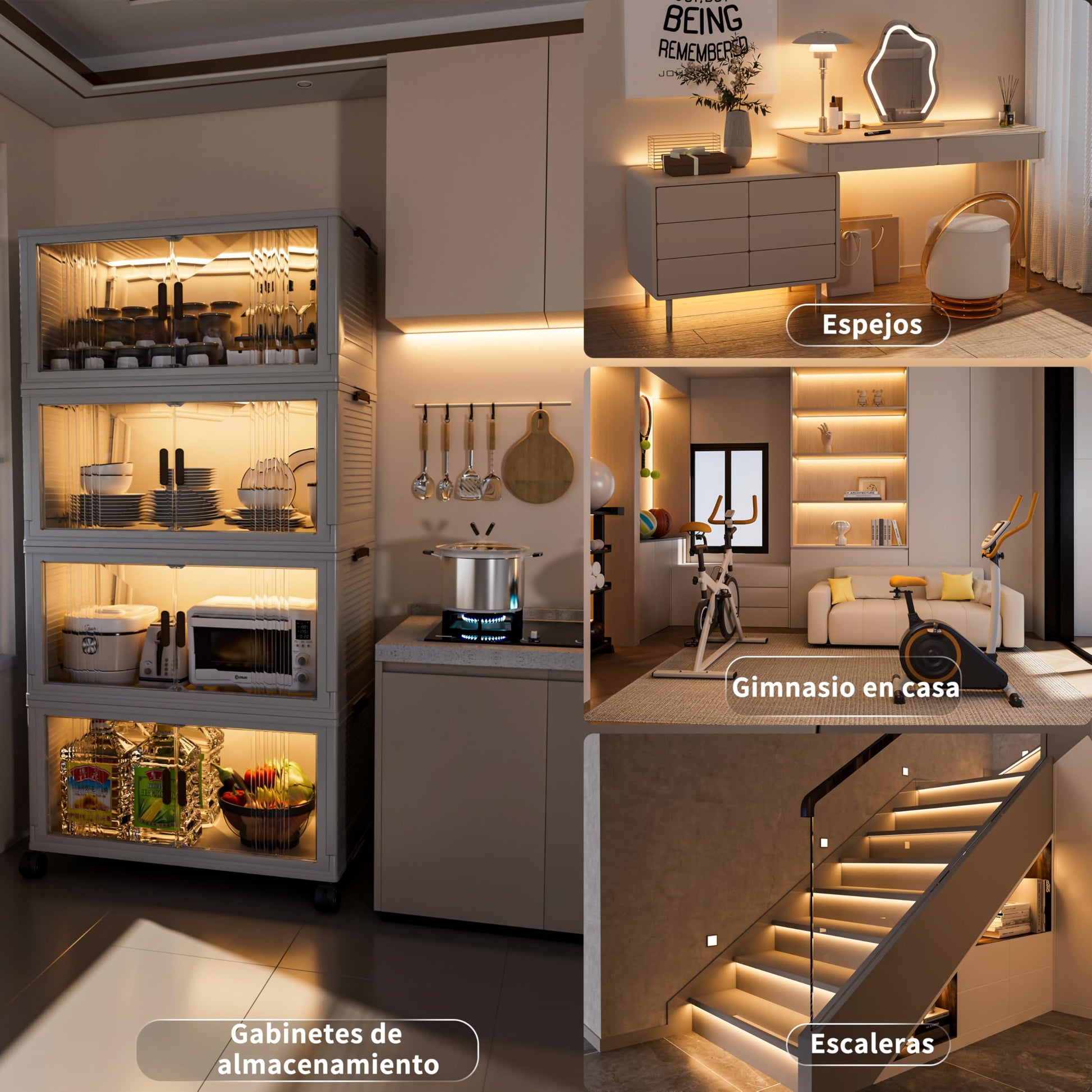 Tira de Luz LED Flexible MIWISE Blanco Cálido Regulable para Gabinetes y Hogar