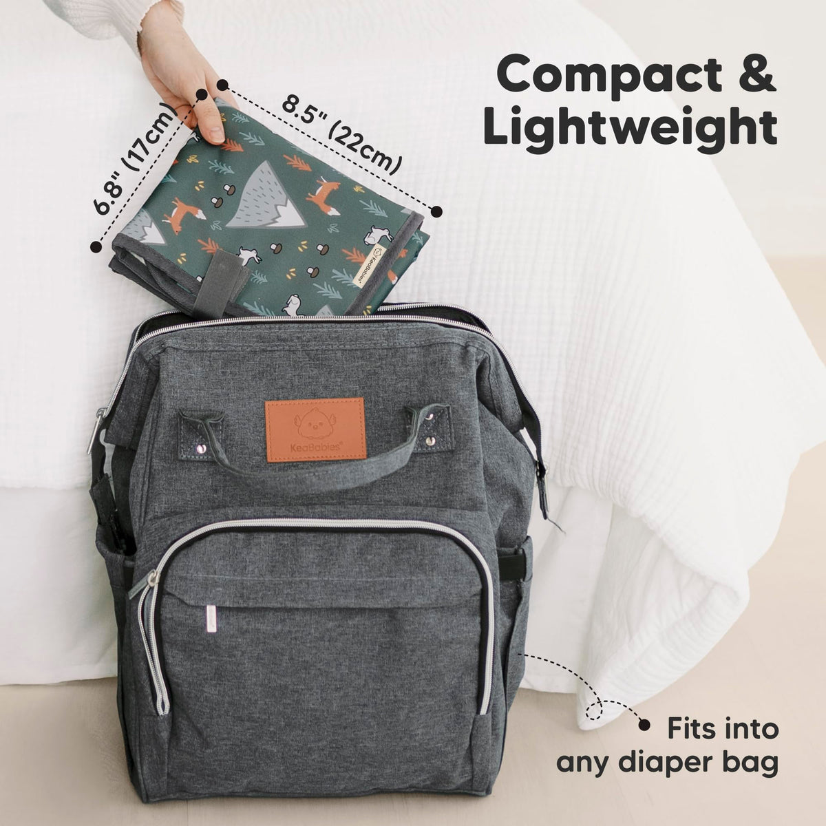 KeaBabies - Cambiador portátil de pañales, fácil de limpiar, plegable e impermeable para bolsa de pañales, compacto, ligero, recién nacido de 25 x 13 pulgadas, bebé, cambiador de bebé esencial de