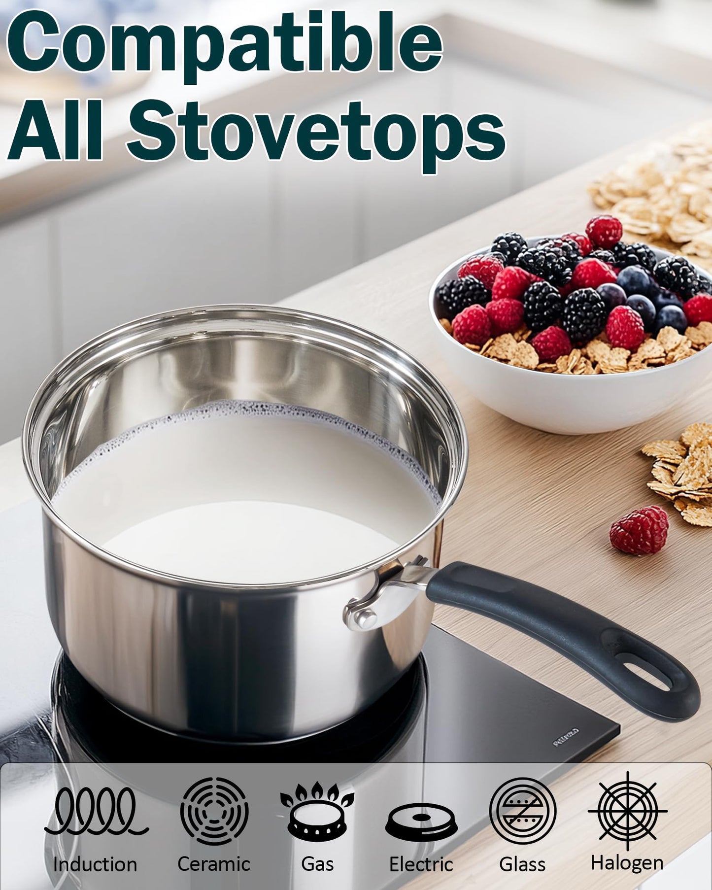 Juego de Utensilios de Cocina Cook N Home Plateado con Asas que se Mantienen Frescas