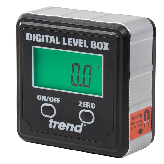 Caja Digital de Nivel y Buscador de Ángulo Trend Negro con Base Magnética y LCD para Carpintería y Ajuste Preciso de Sierra de Mesa e Inglete