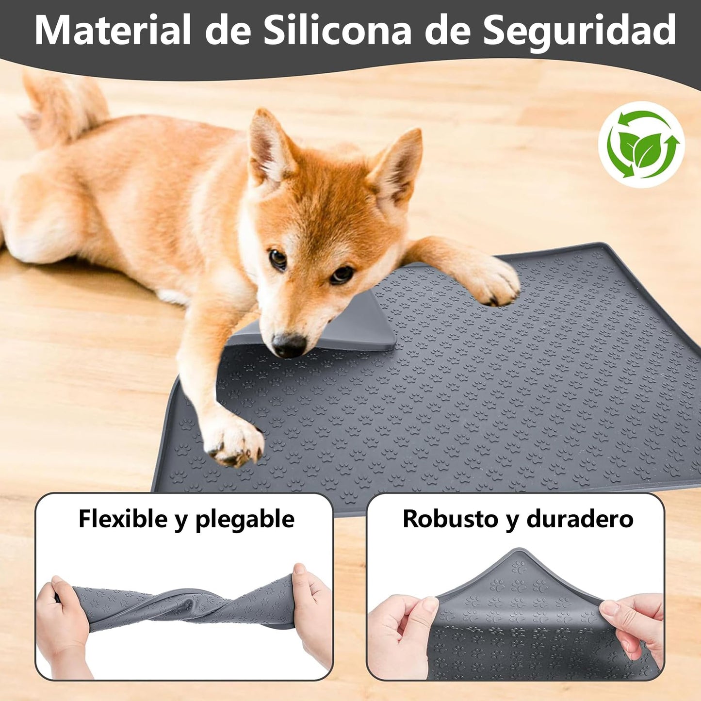 Tapete para Comida de Perro Sugarzoon Gris Silicona Impermeable Antideslizante 55x40 cm
