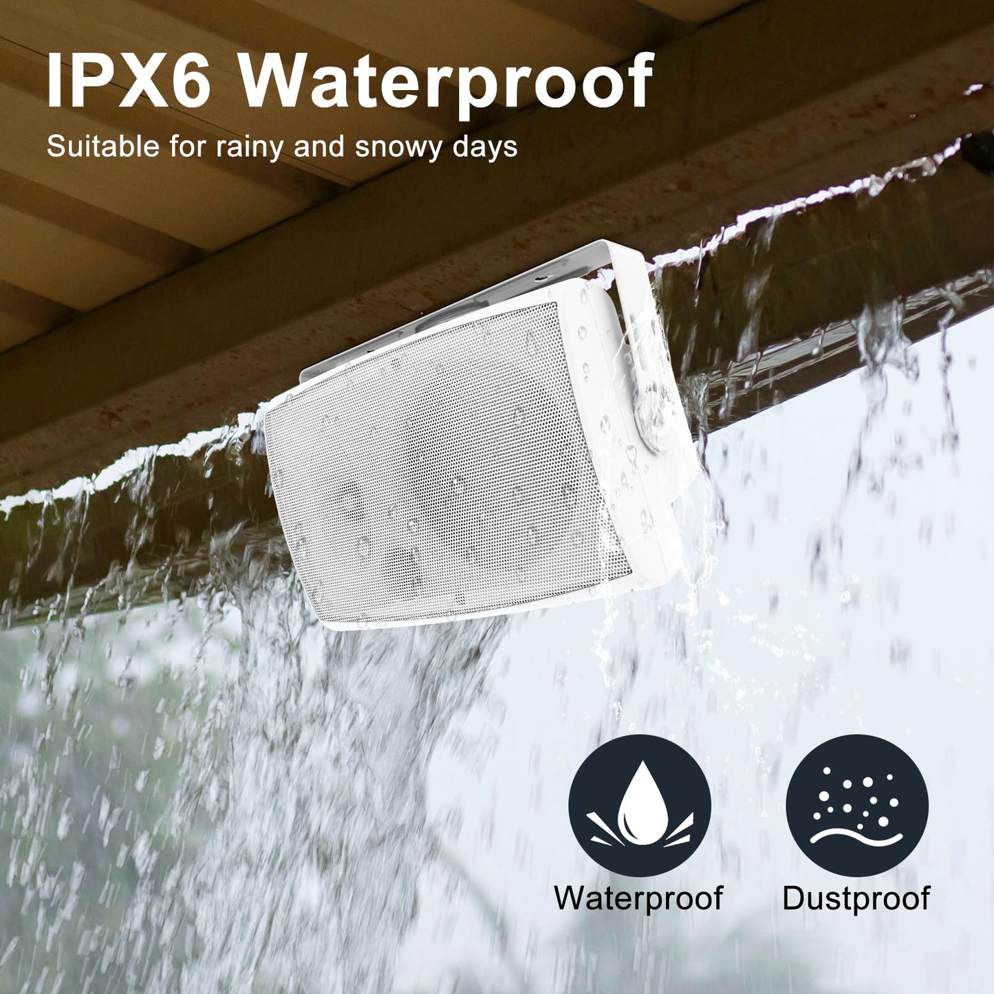 STUDIOFINIX - Altavoces Bluetooth para exteriores de 6.5 pulgadas, 400 W, impermeables, con cable, sistema de altavoces impermeables de montaje en pared para patio, hogar, junto a la piscina, terraza