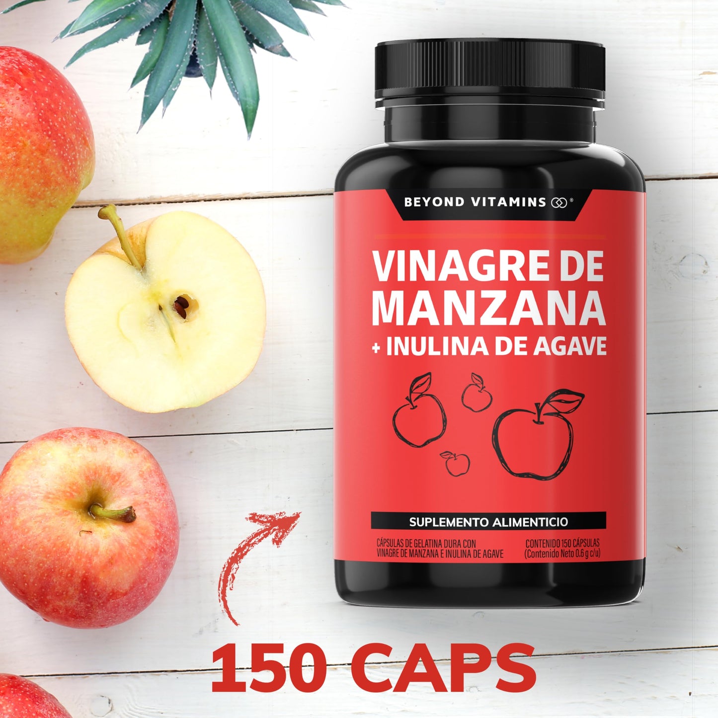Vinagre de Manzana Daily Life con Inulina de Agave Cápsulas 150 Gummy Free y sin Azúcar