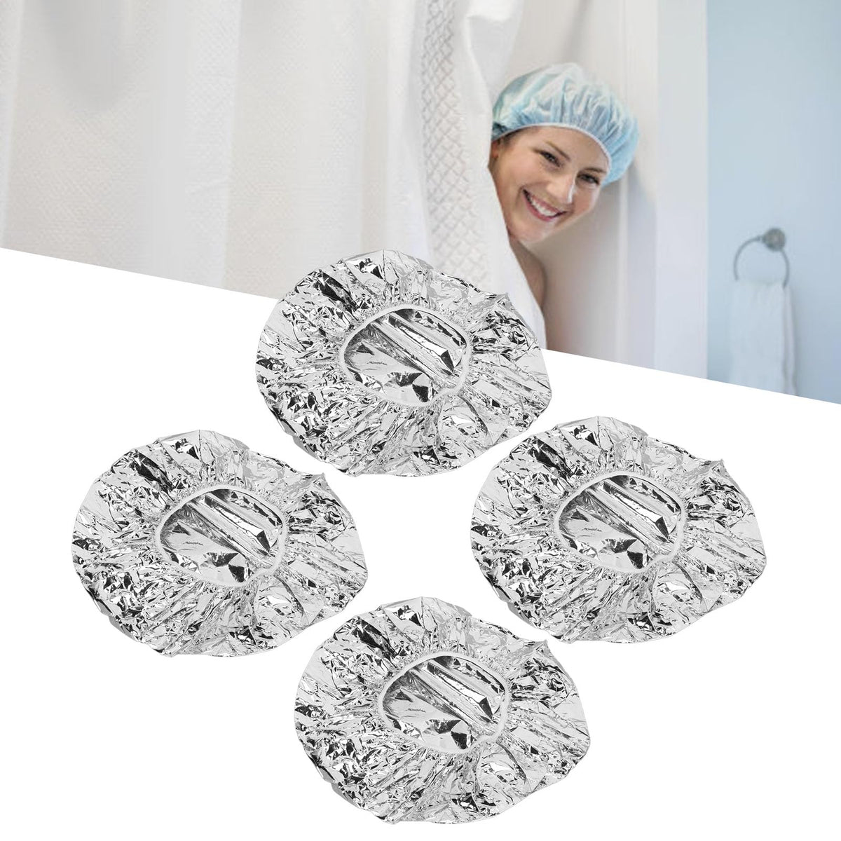 Fockety 10Pcs Papel de Aluminio Gorro Térmico para Acondicionamiento Profundo, Gorro Reutilizable para el Procesamiento del Cabello para Uso en el Hogar, Gorro de Papel de Estaño