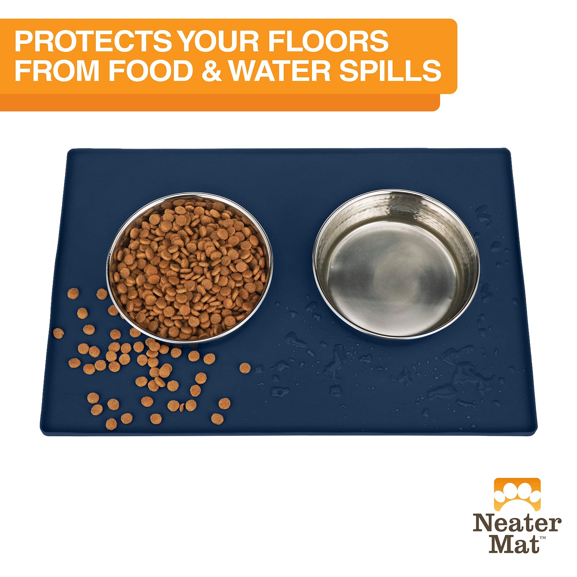 Alfombrilla Impermeable de Silicona Neater Pet Brands Azul Oscuro Protege Suelos de Alimentos y Agua