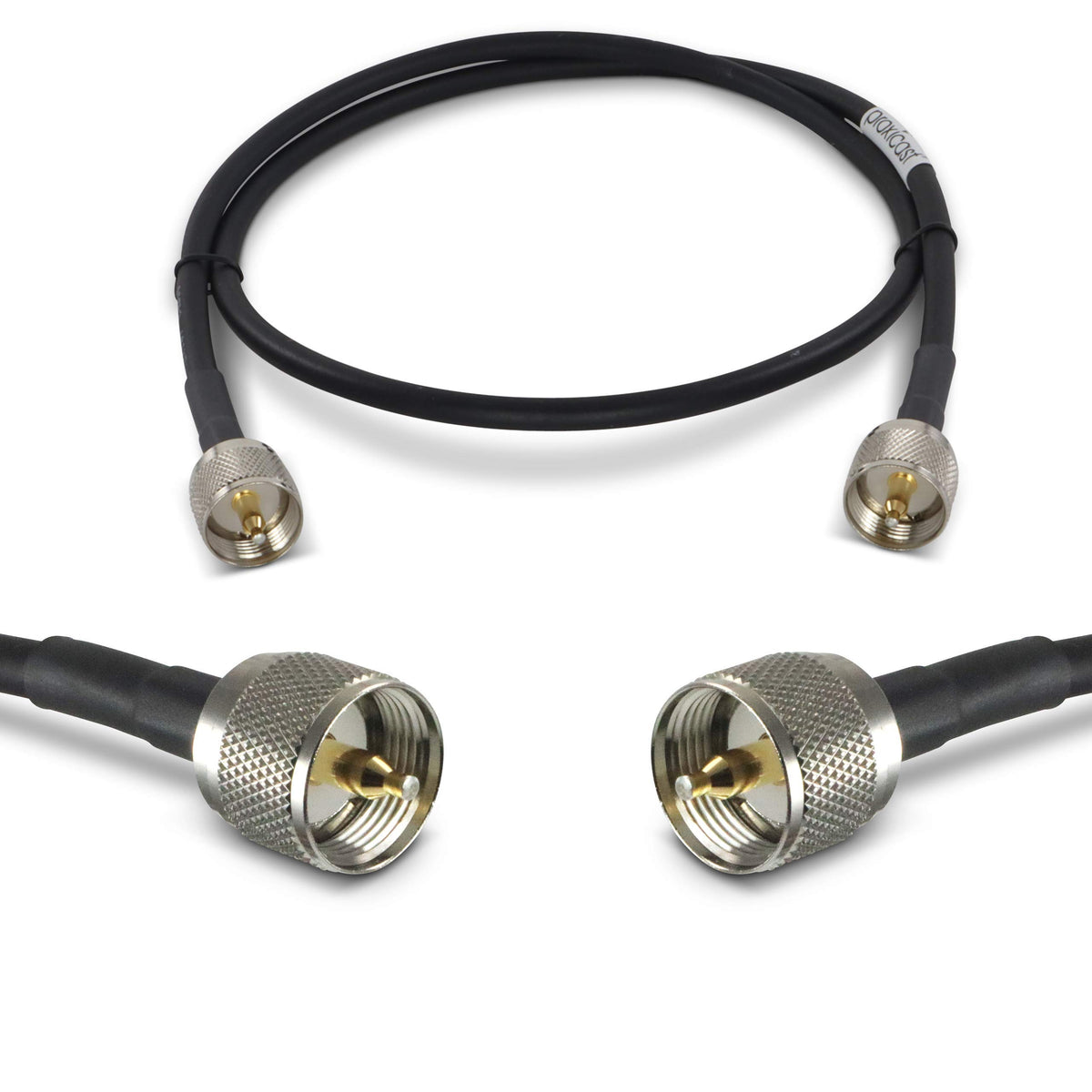 Cable Coaxial Proxicast PL259 Negro Ultra Flexible 3 ft 50 Ohm para Radio CB/UHF/VHF/Shortwave/HAM
