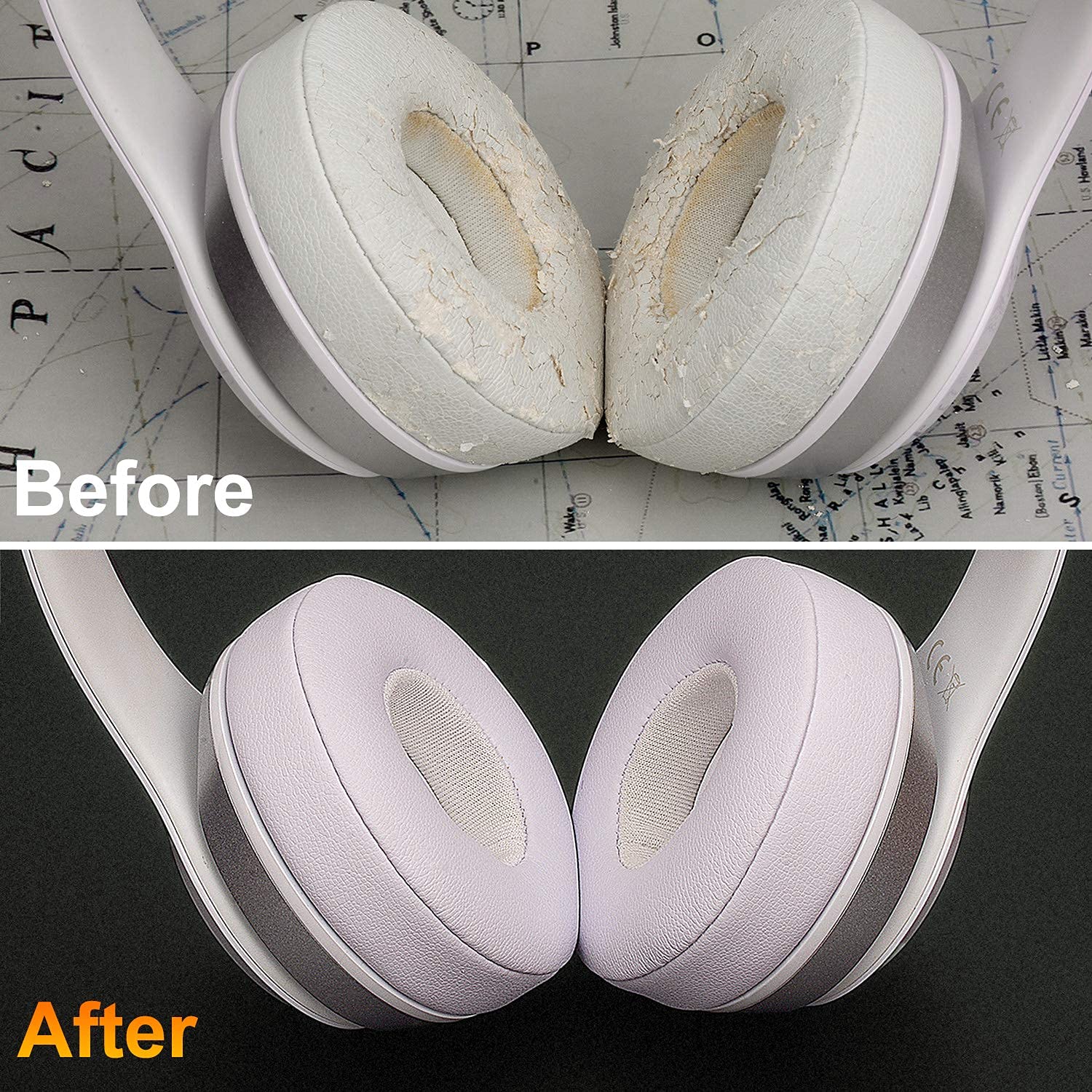 Almohadillas de Repuesto SoloWIT para Beats Solo 3 & Solo 2 Wireless Cuero de proteína Espuma de Memoria Aislamiento de Ruido